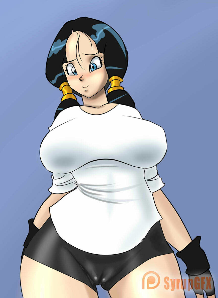 1girls, ass, blue eyes, breasts, cameltoe, cleavage, curvy, dragon ball, erect nipples, female, huge areolae, huge ass, large breasts, long hair, nipples, puffy nipples, pussy, syrupgfx, thick lips, twintails, videl, voluptuous, wide hips
