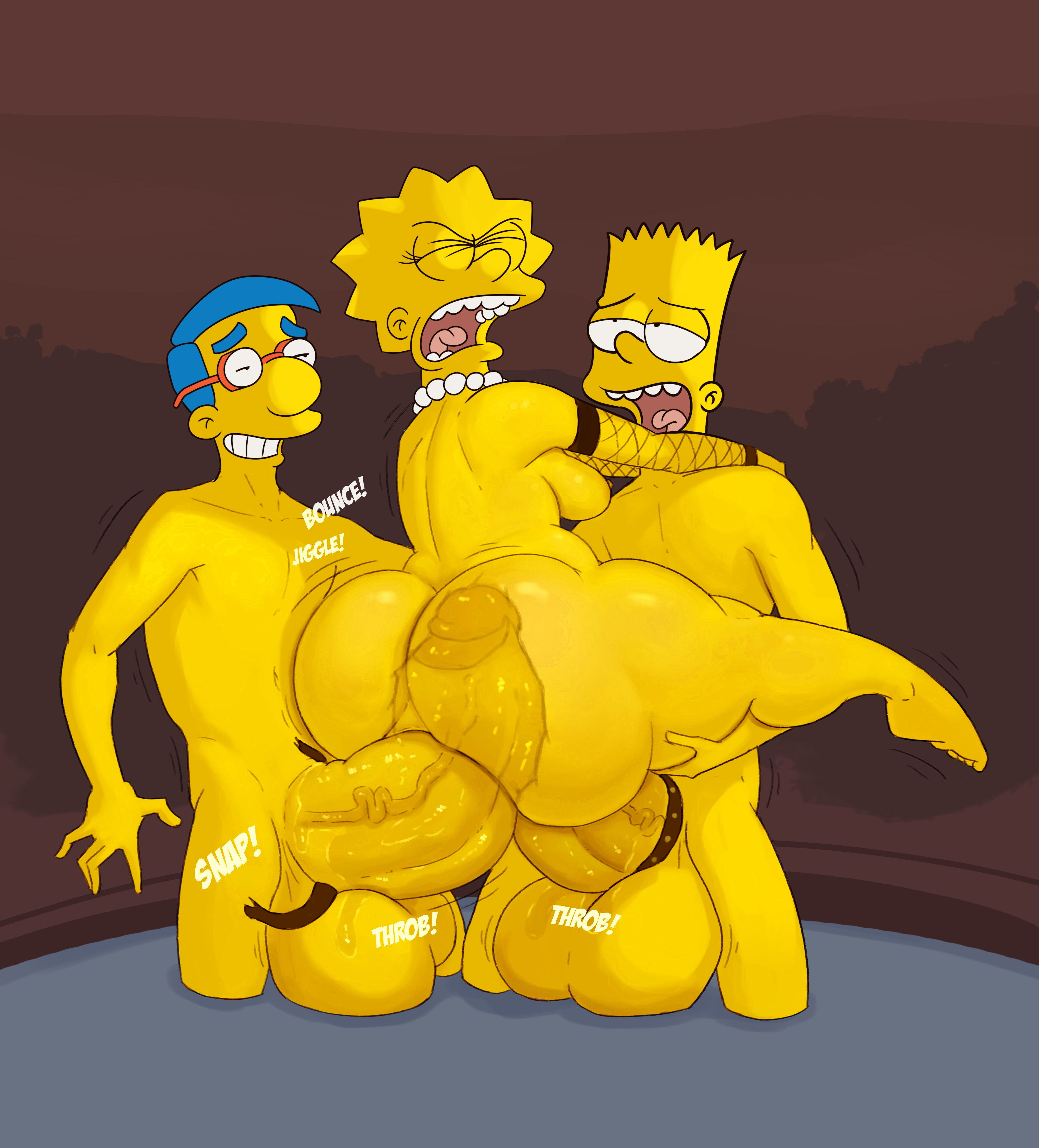 1girls, 20th century fox, 20th century studios, 2boys, accurate art style, anal, anal sex, ass, balls, bart simpson, big ass, big penis, edit, female, huge ass, huge balls, huge cock, huge penis, hyper penis, incest, lisa simpson, male, milhouse van houten, obese female, penis, sex, shiin (edit), the simpsons, third-party edit, yellow body, yellow skin