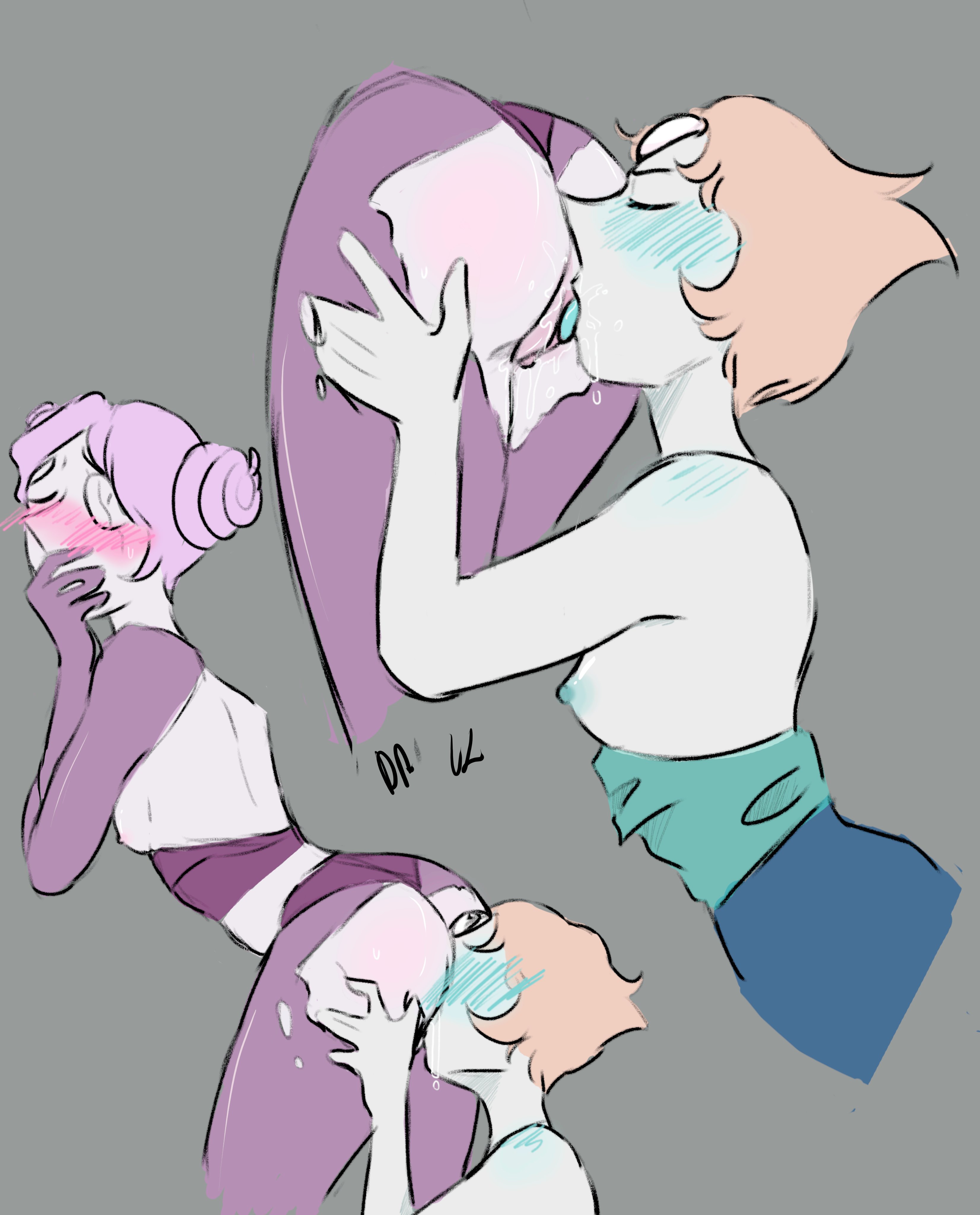 ass, big ass, big breasts, big butt, big thighs, blush, boohvelka, breasts, cartoon network, female, female focus, female only, lesbian sex, licking pussy, nipples, oral sex, orange hair, pale skin, pearl (steven universe), pink hair, pink pearl (steven universe), pink skin, pussy, short hair, skinny, skinny female, steven universe, white skin, yuri