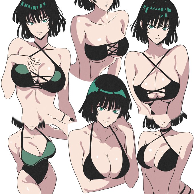 1girls, bikini, breasts, female, female only, fit female, fubuki (one-punch man), green eyes, green hair, light skin, light-skinned female, one-punch man, swimsuit, windriftdraws