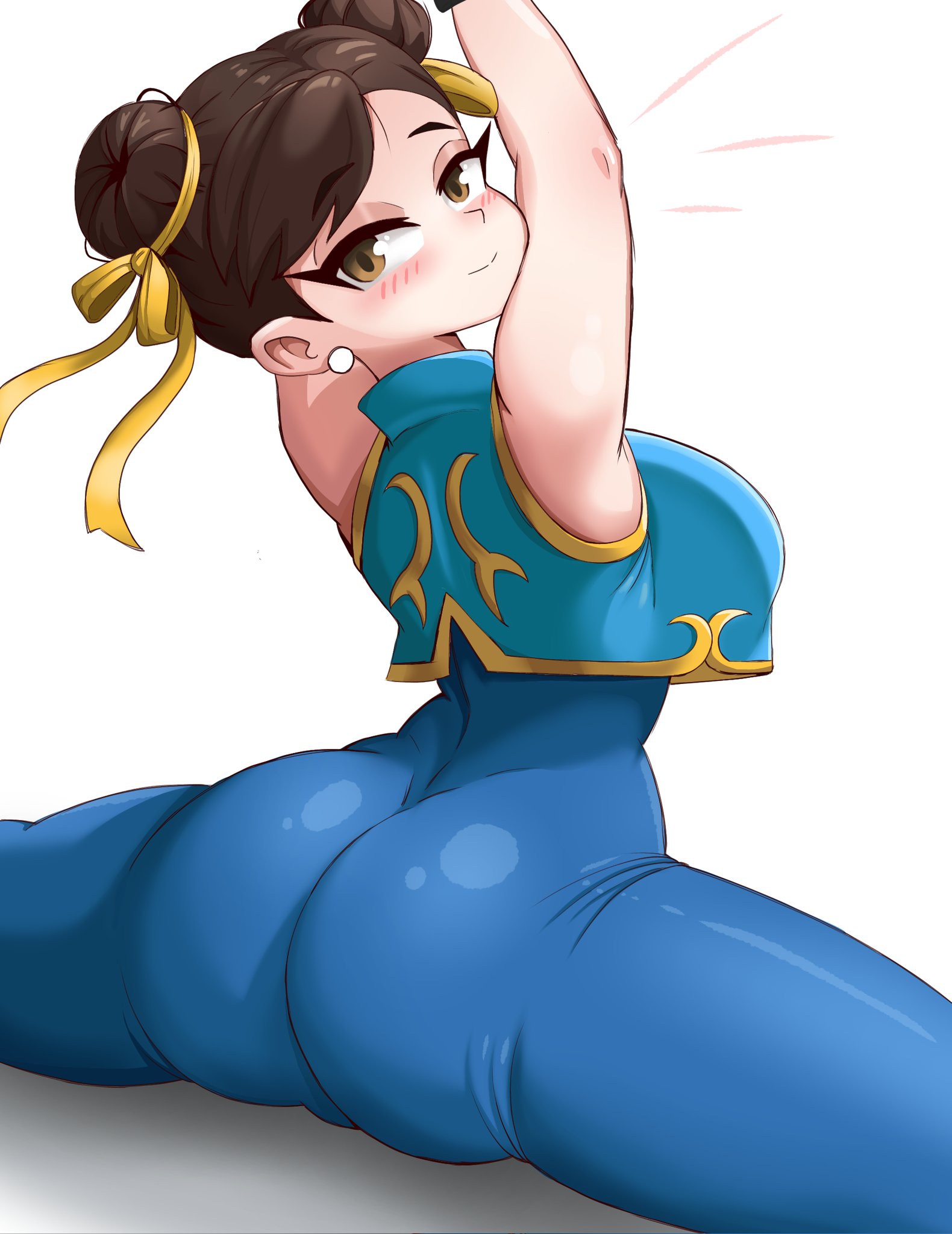 ass, ass focus, back view, big ass, big breasts, big butt, big thighs, breasts, brown hair, butt focus, capcom, chun-li, chun-li (fortnite), clothing, curvaceous, curvaceous female, curvaceous figure, curvy, curvy figure, curvy hips, epic games, female, female focus, female only, fortnite, fortnite: battle royale, hatzuhatzu, looking at viewer, short hair, street fighter