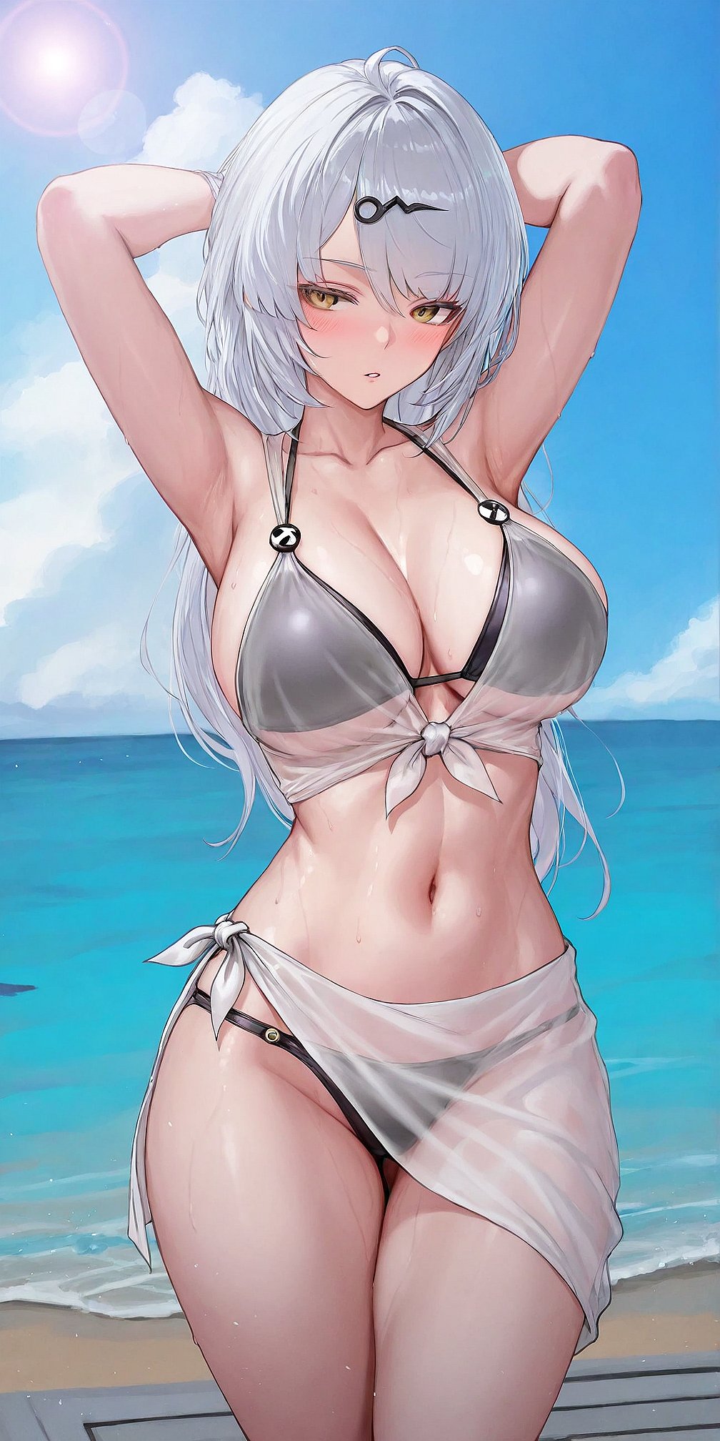 ai generated, bikini, female, hands behind head, tagme, timmytommy, yixuan (zenless zone zero), yunkui summit, zenless zone zero