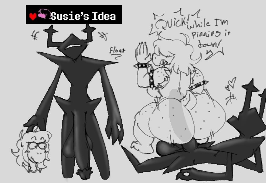 ass, balls, big ass, big balls, big penis, breasts, deltarune, dialogue, english text, female, heart symbol, humor, male, penis, roaring knight, roccorox, straight, straight?, susie (deltarune), tagme, text, undertale (series)
