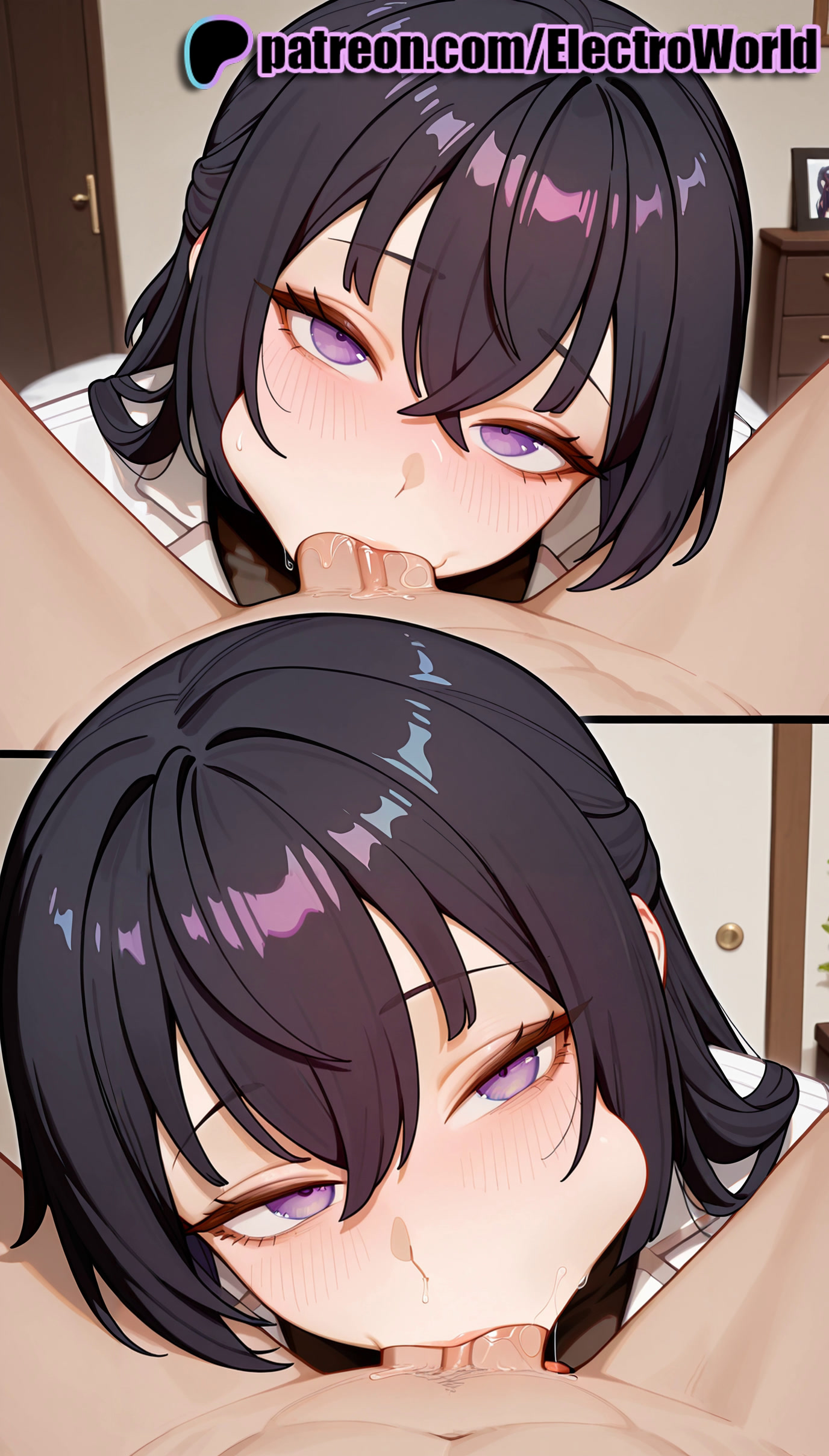 :>=, 1boy, 1girls, 2025, 2girls, ai generated, artist name, black hair, blowjob, blowjob face, blush, cock, deepthroat, dick, electroworld, fellatio, female, group sex, hi res, high quality, high resolution, highres, licking, licking penis, male, mole, multiple fellatio, multiple females, multiple girls, oral, oral sex, patreon, patreon username, penis, pov, purple eyes, stable diffusion, straight, sucking, suou yuki, tokidoki bosotto russian de dereru tonari no alya-san, tongue, tongue out, under the table, watermark