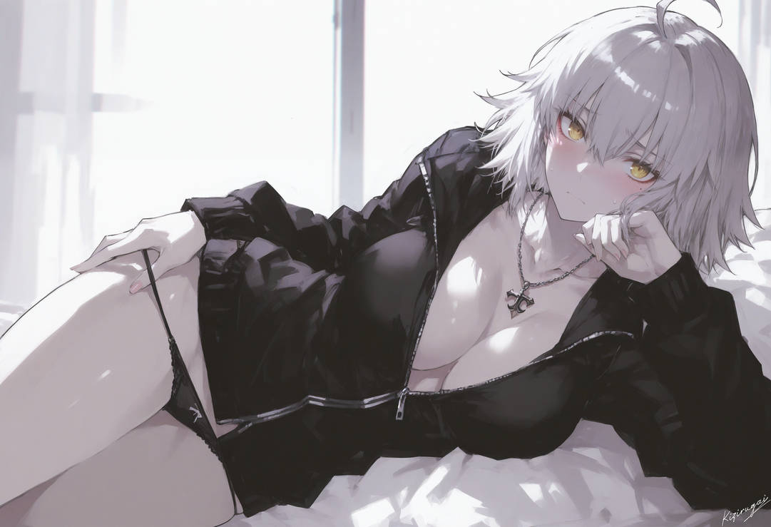 1girls, ai, ai generated, ai-created, fate (series), fate/grand order, female, jeanne alter, jeanne d'arc (fate), kizirugai, open jacket, pale skin, panties