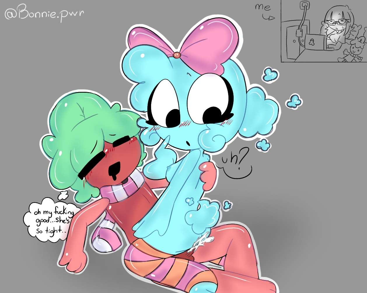 1boy, 1girls, bonnie.pwr, dandy's world, dandys world, female, male, poppy (dandy's world), roblox, sprout (dandy's world)