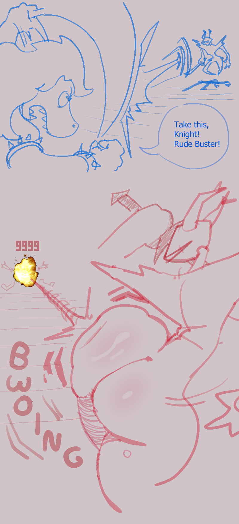 2025, 4chan anon, anthro, antlers, armor, ass, big ass, big butt, butt smack, curvy figure, deer, deltarune, duo, explosion, female, female only, grey background, hi res, melee weapon, roaring knight, shadow creature, simple background, sketch, susie (deltarune), sword, text, thick thighs, undertale (series), unknown artist, video game character, video games, weapon, wide hips