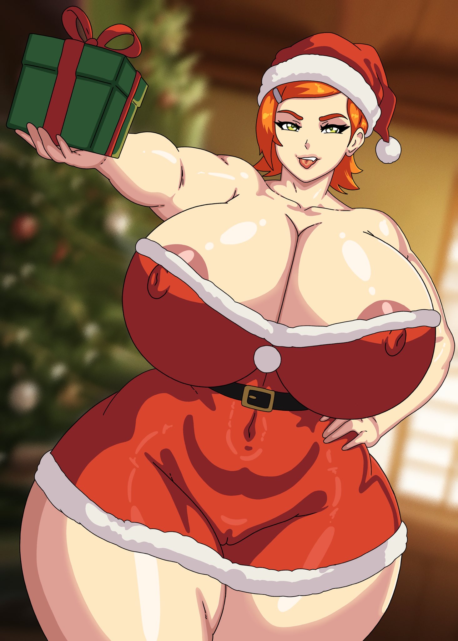 1female, 1girls, ben 10, ben 10 (classic), christmas, female, female only, gift, gohu13, gwen tennyson, gwen tennyson (classic), holidays, presenting gift, santa dress, santa hat, solo, solo female, tagme