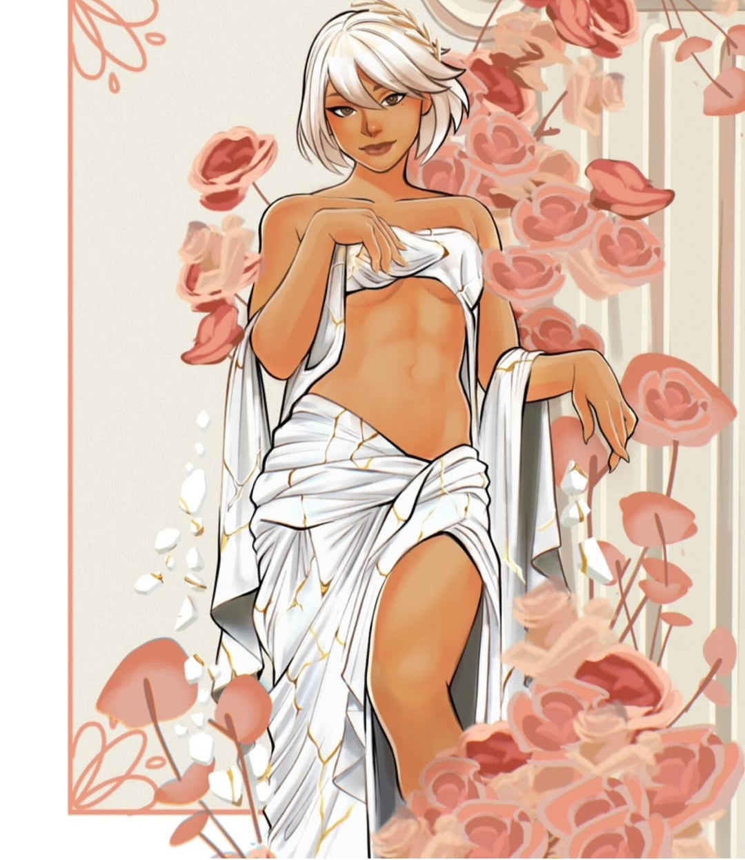 1girls, 2d, aphrodite, aphrodite (fortnite), artistic, breasts, fanart, female, fit body, fit female, fortnite, fortnite: battle royale, gigis lab, goddess, only female, partially clothed, perfect body, perfect figure, perfect legs, short hair, small breasts, tagme, tasteful nsfw, white hair