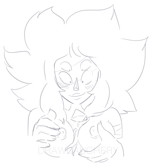 4_eyes 5_fingers artist_name artist_signature big_nipples blush breast_smother butt cartoon_network drawbauchery female female_only fusion gem gem_(species) gem_fusion giantess larger_female malachite_(steven_universe) messy_hair multi_eye nipples peridot_(steven_universe) size_difference smaller_female smile smothering steven_universe watermark