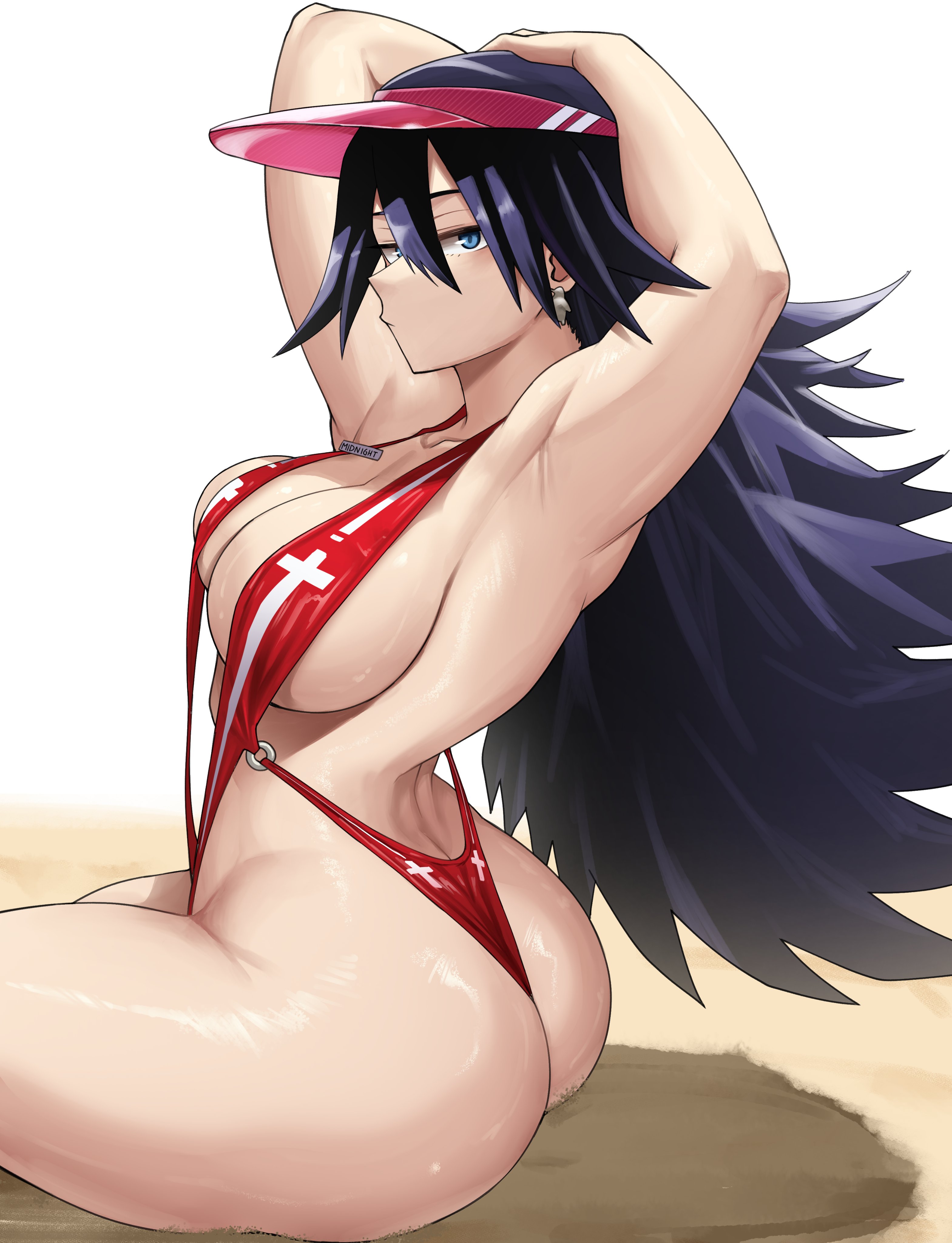 1girls, ass, boku no hero academia, breasts, devilukez, ettso, female, female focus, female only, goddess of victory: nikke, large ass, large breasts, light skin, light-skinned female, looking at viewer, marciana (marine study) (nikke) (cosplay), midnight (my hero academia), my hero academia, solo, thick thighs, thighs, wide hips