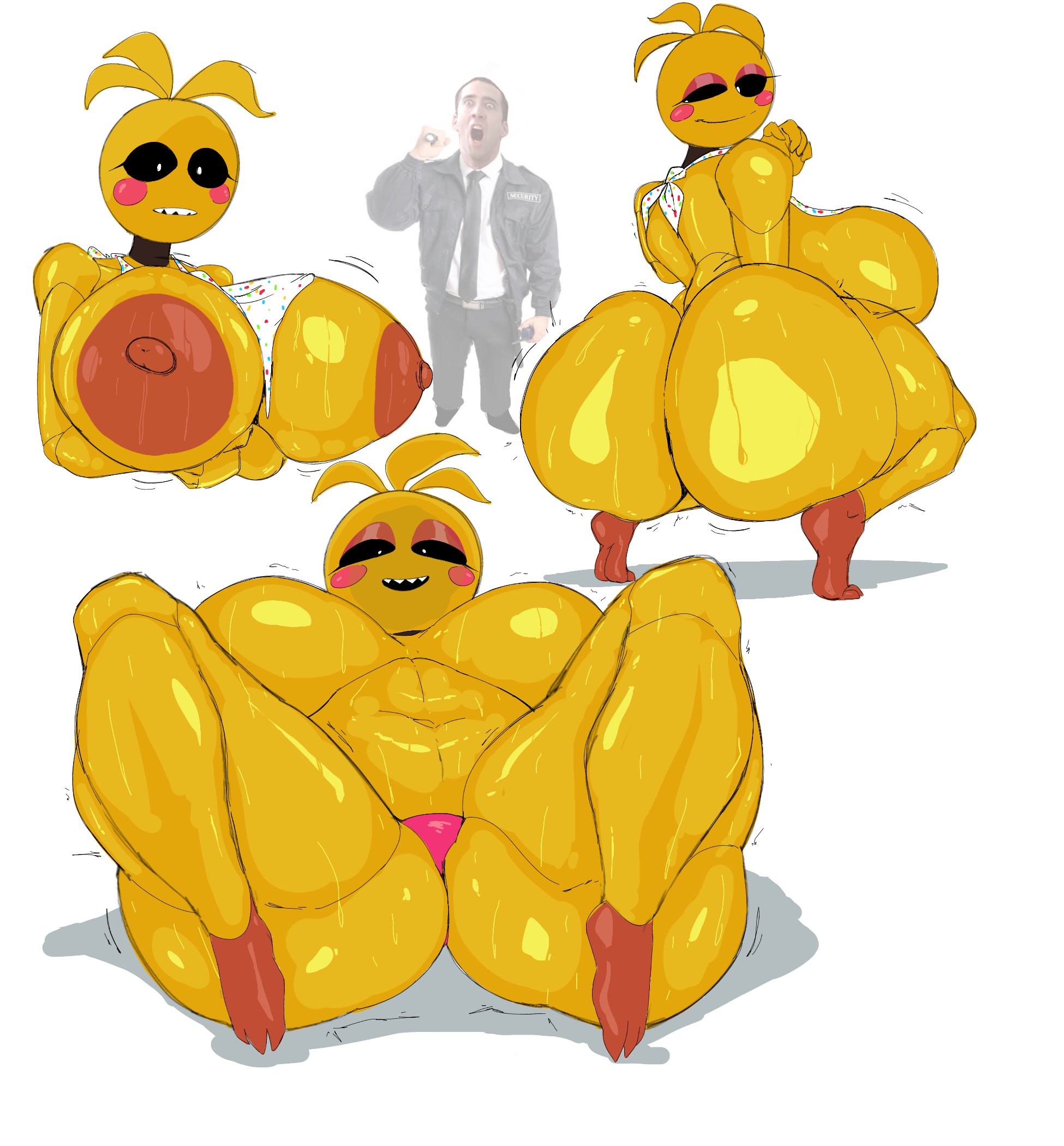 1boy, 1girl, 1girls, 2d, 2d (artwork), 2d artwork, android, android girl, animatronic, animatronic female, animatronic girl, anthro, anthro female, anthro only, areola, areolae, ass, belly, big ass, big breasts, breasts, curvaceous, curvaceous figure, curvy, curvy body, curvy female, curvy figure, erect nipples, female, female focus, five nights at freddy's, fnaf, full body, hi res, high quality, high resolution, highres, hips, humanoid, large ass, large breasts, male, multiple views, naked, naked female, nipples, nude, nude female, panties, pink panties, robot, robot girl, robot humanoid, scottgames, sharp teeth, simple background, solo, solo female, solo focus, spread legs, sweat, sweatdrop, sweating, sweaty, sweaty body, theimmortalguy, thick thighs, thighs, toy chica (fnaf), white background, wide hips, yellow body, yellow skin, yellow-skinned female