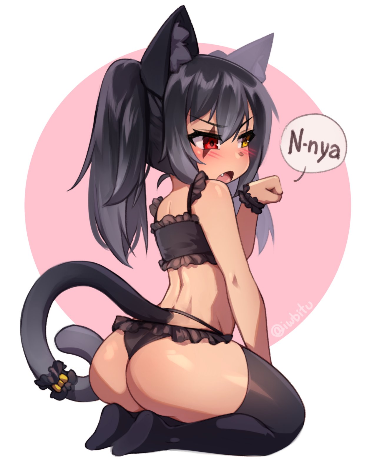 1girls ass blush catgirl female female_only iwbitu nya open_mouth panties solo tagme thighhighs