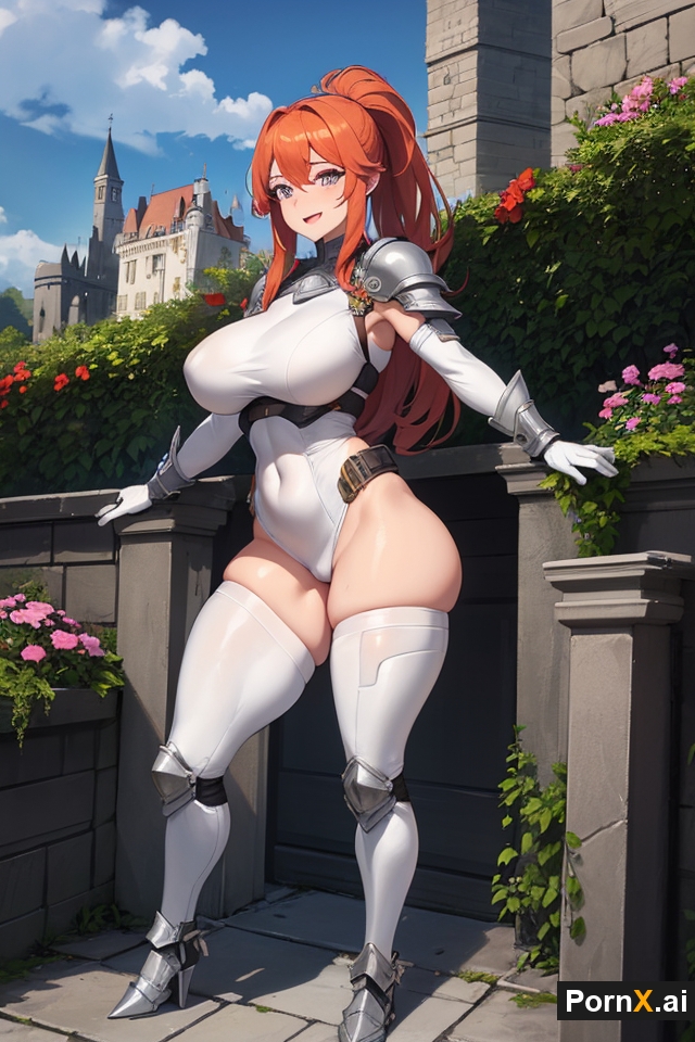 1girls ai_generated armor armored_boots armored_gloves castle full_body garden huge_ass huge_breasts large_breasts muscular_female ponytail pornx.ai red_hair round_ass standing straight_hair thick_thighs white_skin white_skinned_female