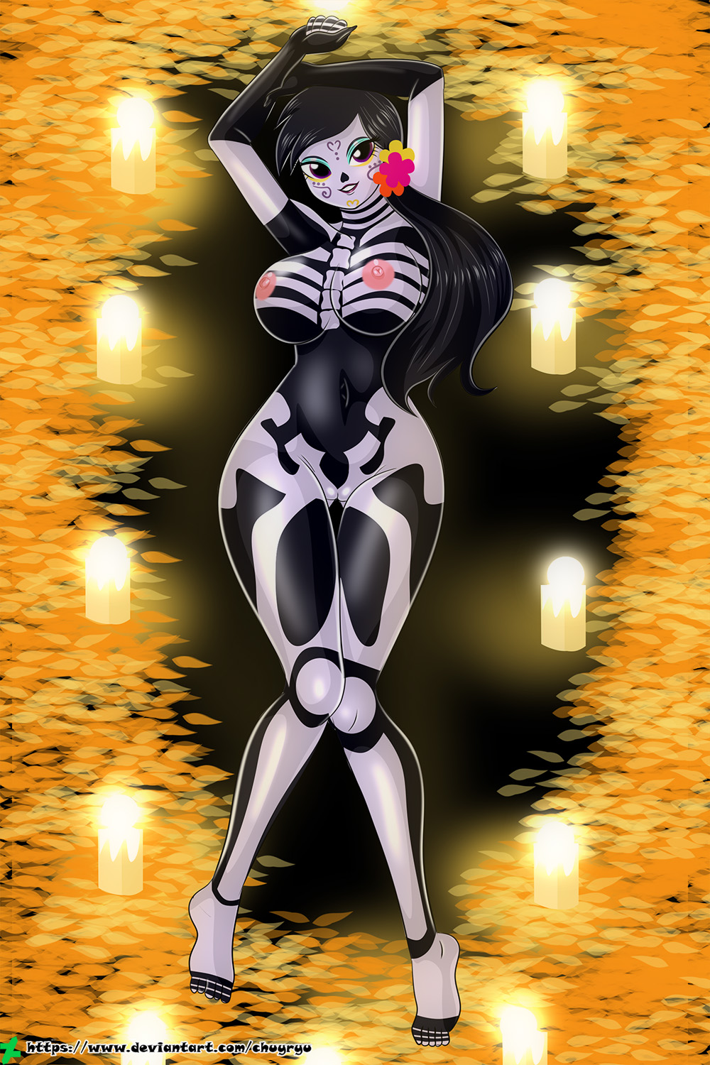 1girls canal_5 catalina_la_catrina chuyryu deviantart deviantart_logo deviantart_url dia_de_los_muertos female holidays solo tagme