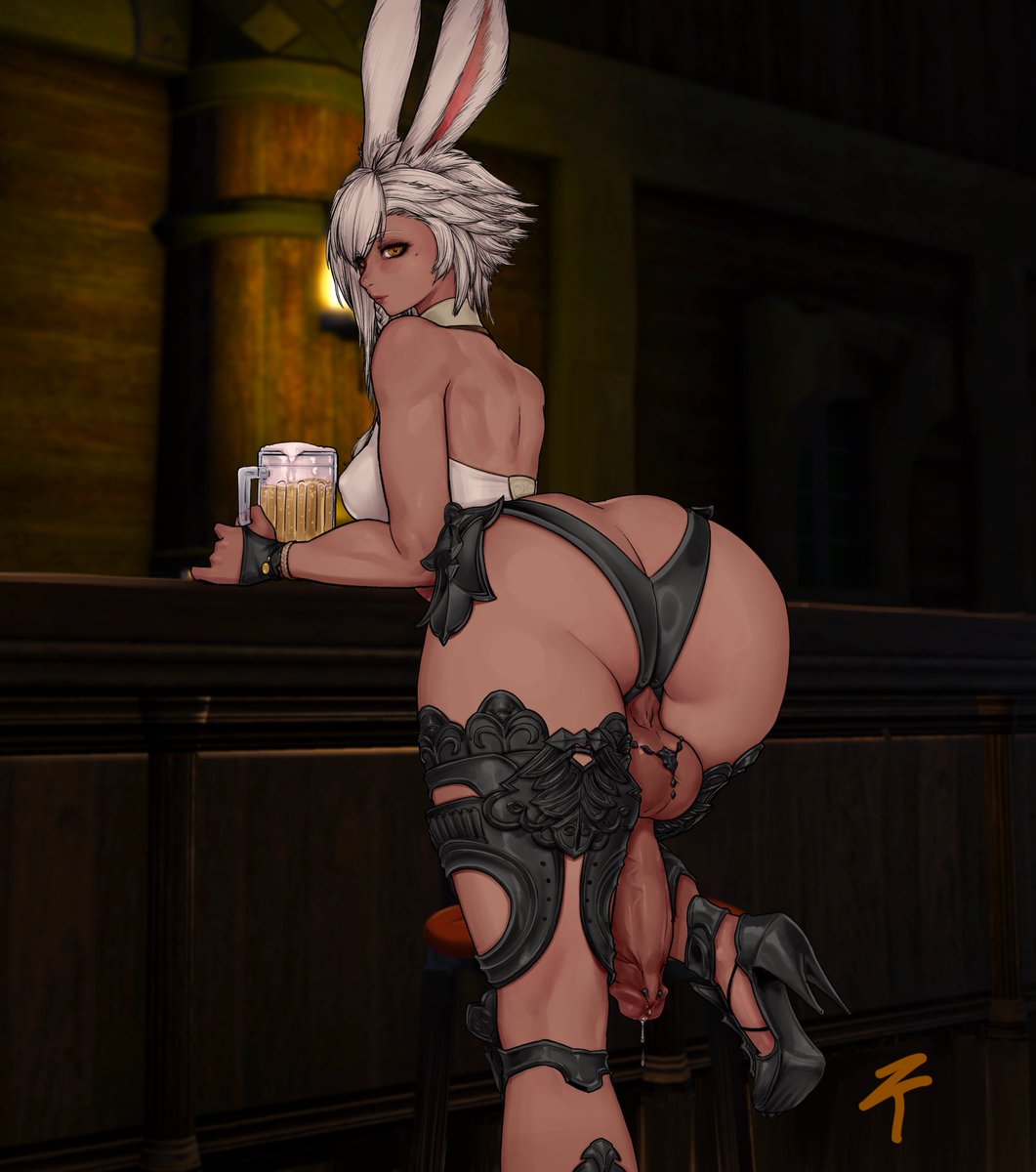 1futa 2024 animal_ears ass back back_view backsack balls bar barstool big_ass big_breasts big_penis bunny_ears bunny_girl clothed clothing dark-skinned_futanari erection final_fantasy futa_only futanari high_heels huge_ass huge_cock humanoid humanoid_penis kemonomimi looking_back partially_clothed penis solo solo_futa standing thick_thighs viera wide_hips ztyoho