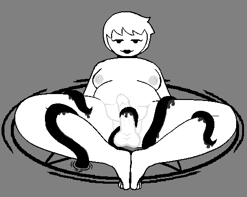 balls bedroom_eyes breasts bubblebeetea chubby chubby_female dickgirl erection feet futanari homestuck horrorterrors humanoid humanoid_penis intersex nude penis pentagram rose_lalonde short_hair sitting slime solo spread_legs summoning_circle tentacle