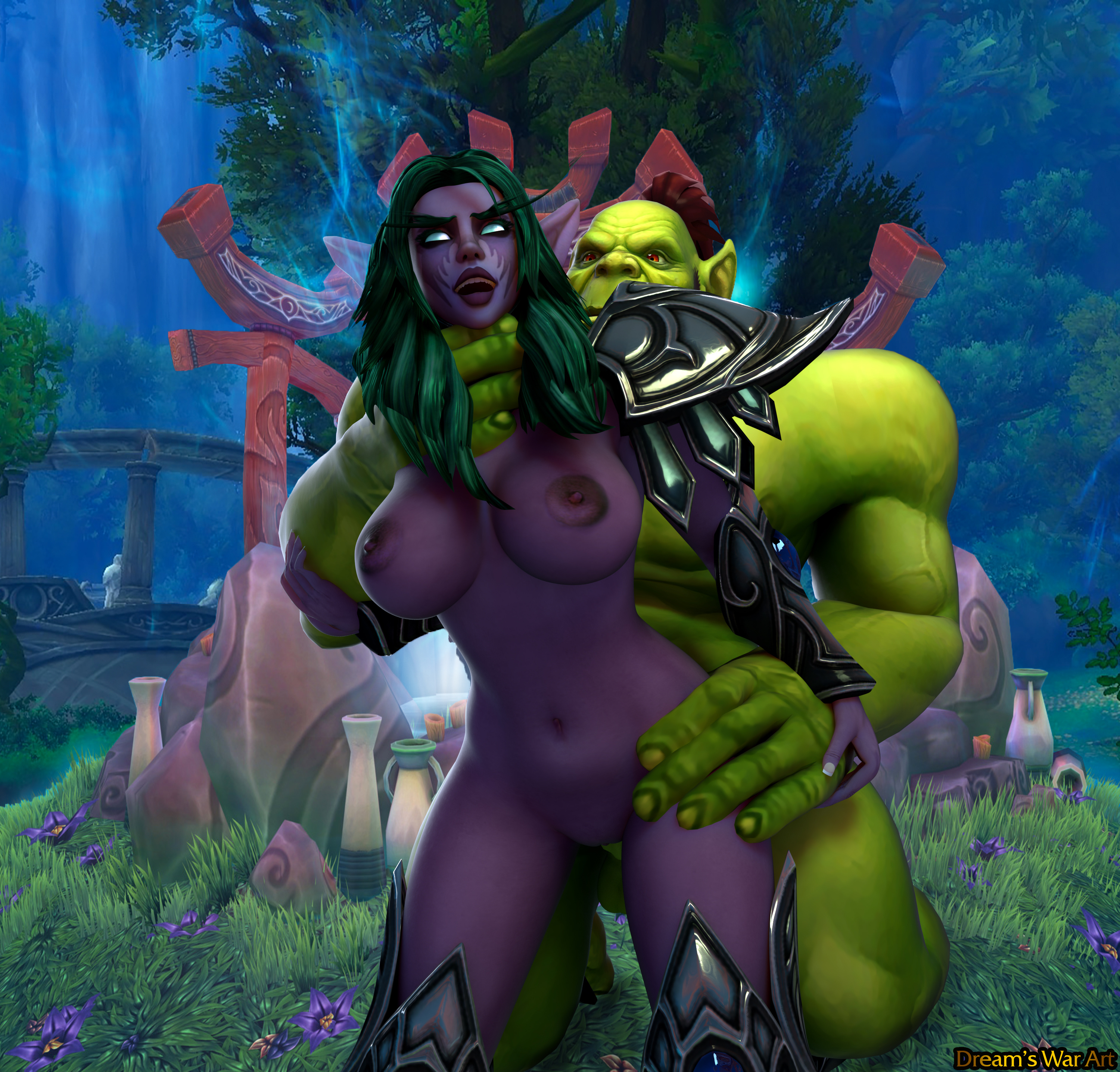 2020, 3d, big breasts, blizzard entertainment, breasts, cheating, cheating wife, clothed, clothed sex, dreamswarart, elf, elf ears, elf female, female, femsub, from behind, from behind position, green hair, green skin, interspecies, kalimdor, male, male orc/female elf, maledom, monster rape, night elf, night elf priest, nipples, orc, orc male, pointy ears, priest (warcraft), purple skin, rape, restrained, slim waist, teldrassil, teratophilia, tyrande whisperwind, warcraft, world of warcraft
