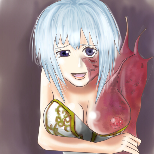 artist_request blue_eyes blue_hair breasts eyes hair pandora's_tower scar