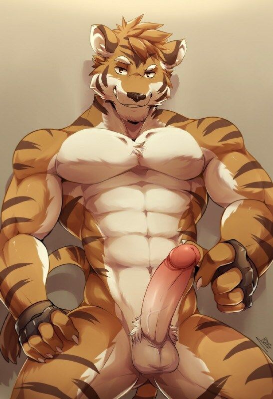 anthro felid furry humanoid_penis male male_only mammal muscular pantherine penis rabbity solo tiger