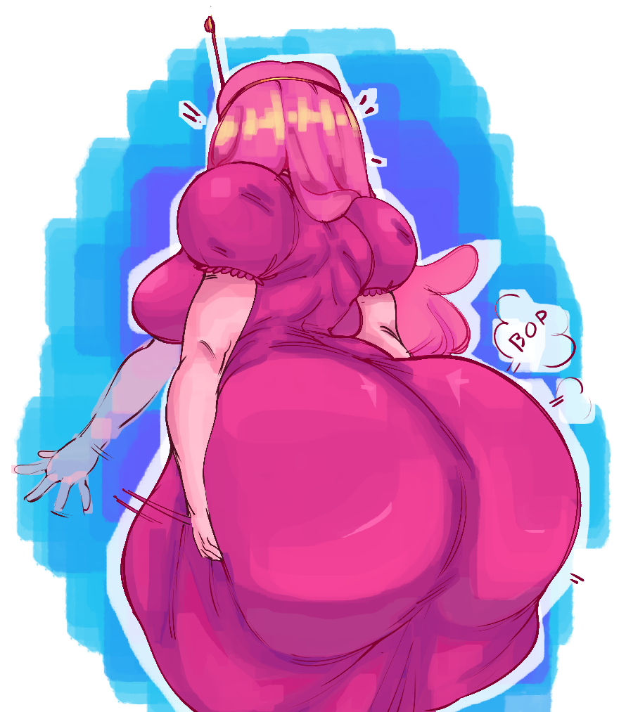 1girls, adventure time, ass, ass body, ass focus, ass in dress, ass slap, big ass, bubble ass, bubble butt, bulumble-bee, cartoon network, color, colored, edit, fat ass, female, female only, huge ass, hyper ass, large ass, massive ass, princess bubblegum, slapping own ass, solo, third-party edit