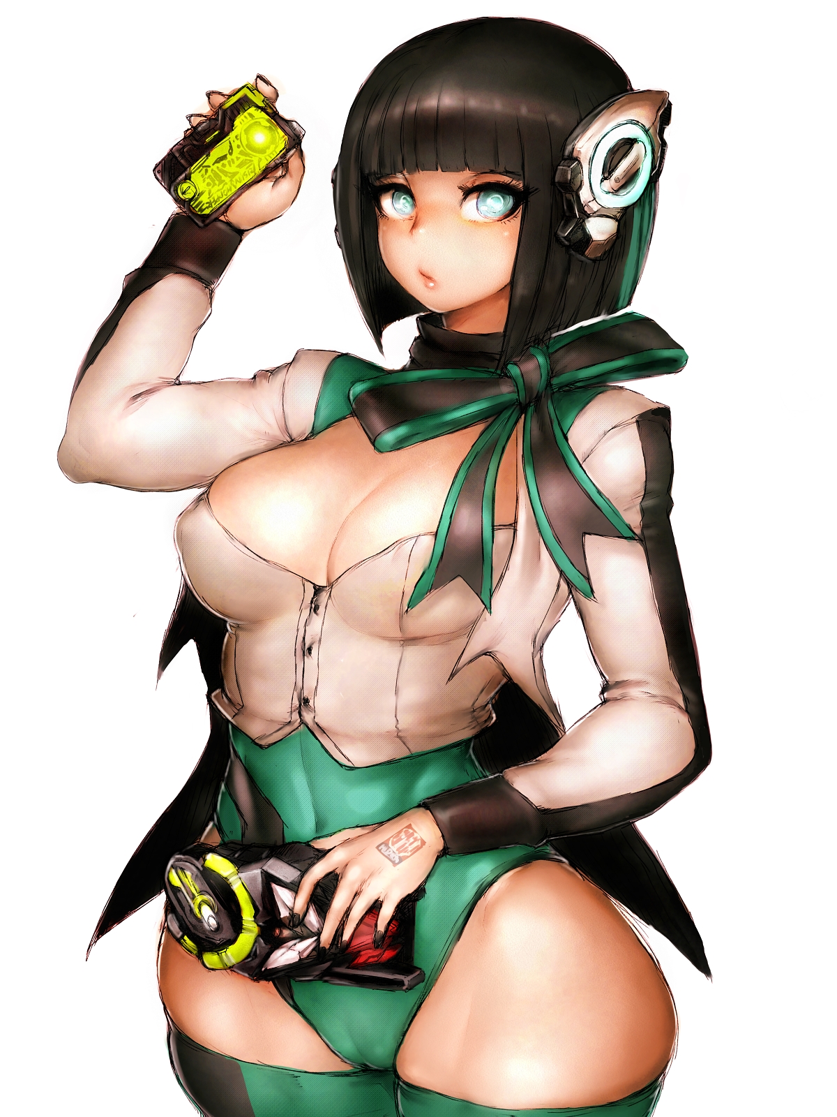 1girls, breasts, cameltoe, cleavage, female, female only, fumio (rsqkr), is (kamen rider zero-one), kamen rider, kamen rider zero-one (series), looking at viewer, panties, pussy, solo, thighhighs