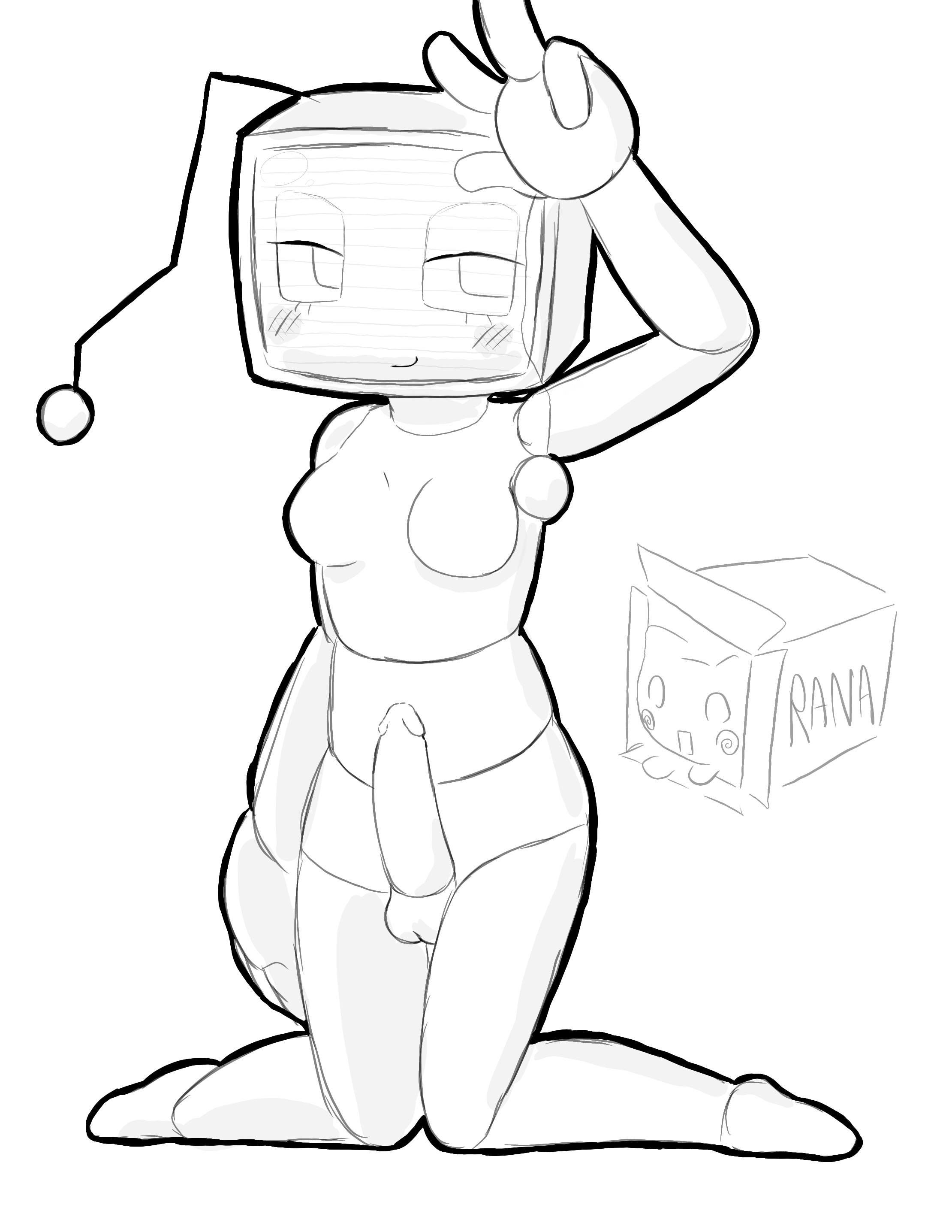 1girls, dandy's world, describive, futanari, looking at viewer, roblox, self upload, tagme, tv head, vee (dandy's world)