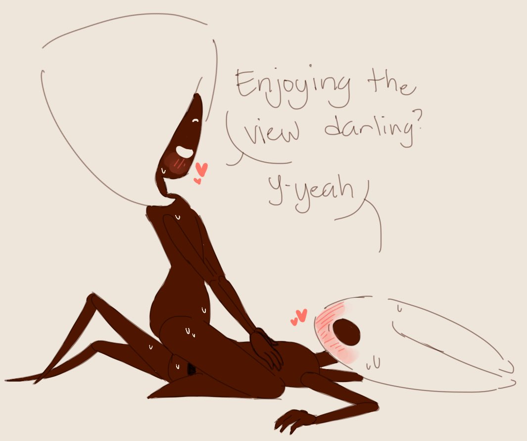 2girls anthro blush cowgirl_position dialogue duo english_text female female/female female_only female_penetrating_female heart hollow_knight hornet_(hollow_knight) insect_girl insects lace_(hollow_knight) lecatteacat multiple_girls romantic silksong strap-on strap-on_sex sweat white_background wholesome yuri