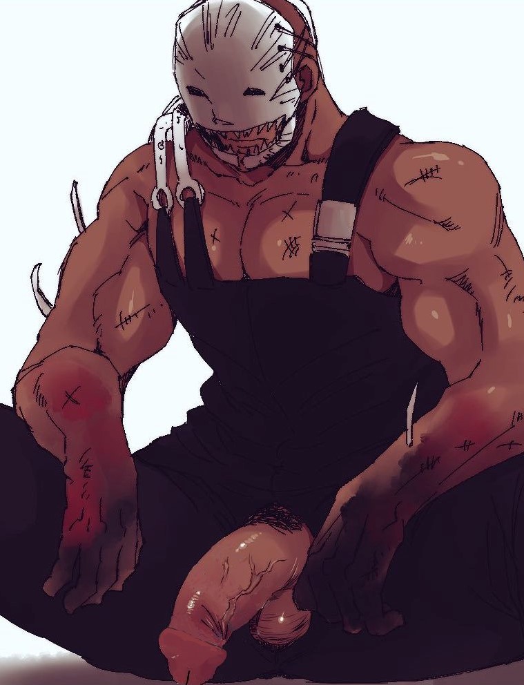 dead by daylight, decensored, huge cock, male, male only, masked, muscular, penis, scar, solo, the trapper, theuncensorwizard