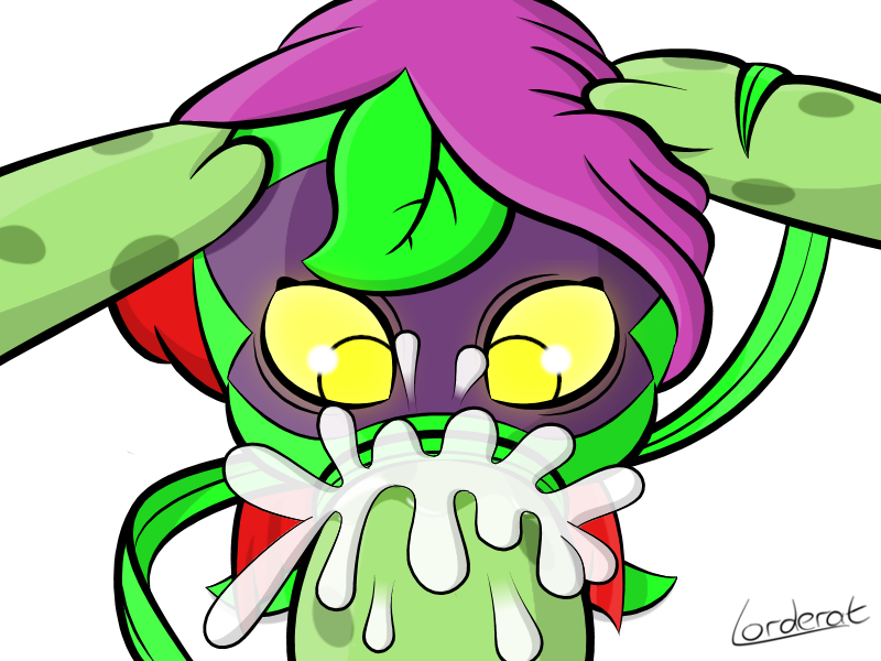 blowjob cum cum_in_mouth cum_inside fellatio green_shadow_(pvz) hand_on_head lorderat oral oral_sex peashooter_(pvz) plain_background plant plants_vs_zombies plants_vs_zombies:_heroes sucking