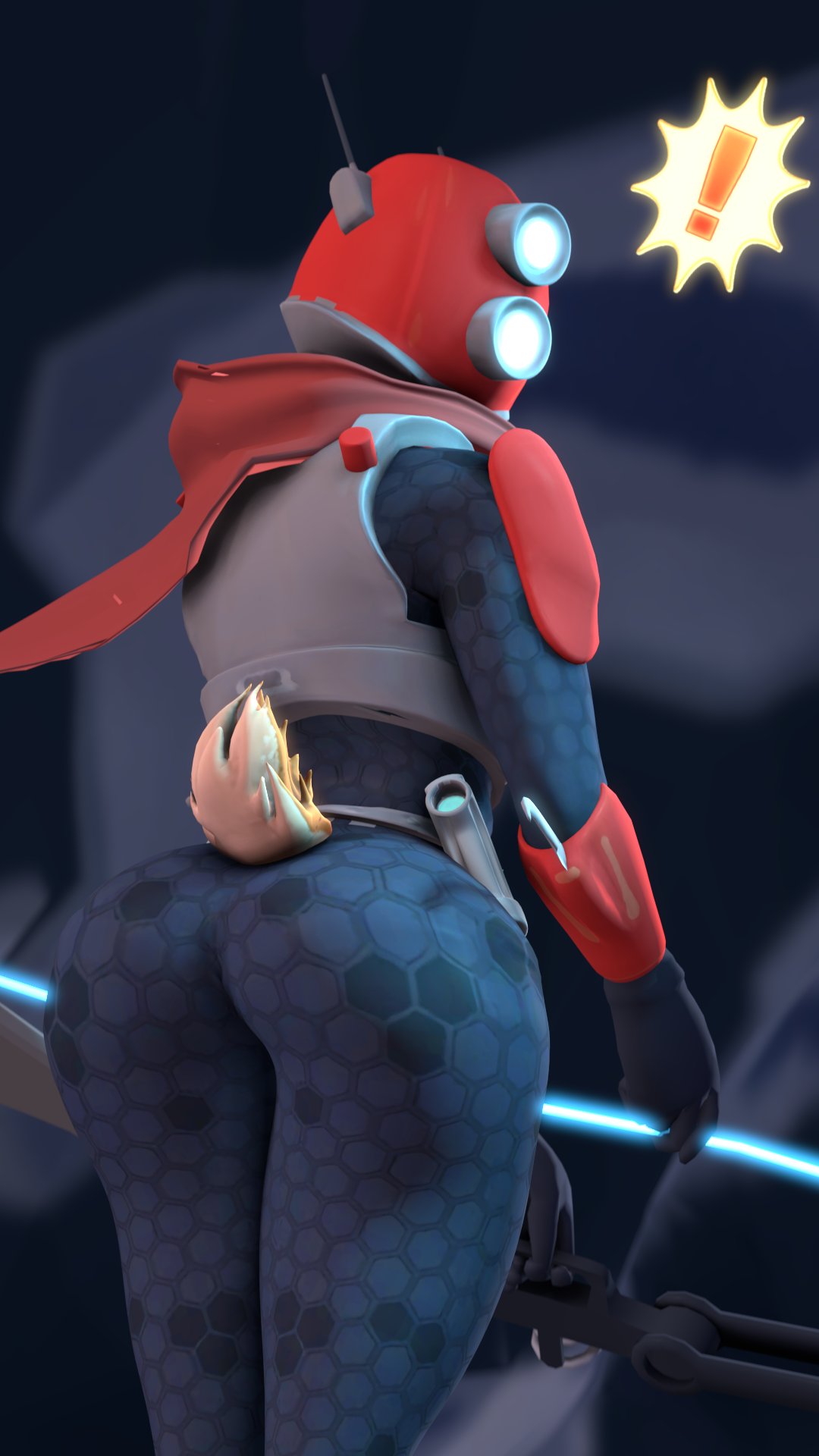 1girls, 3d, ass, big ass, coot27, female, female only, huge ass, huntress (risk of rain), large ass, looking at viewer, looking back, risk of rain, risk of rain 2, solo, source filmmaker
