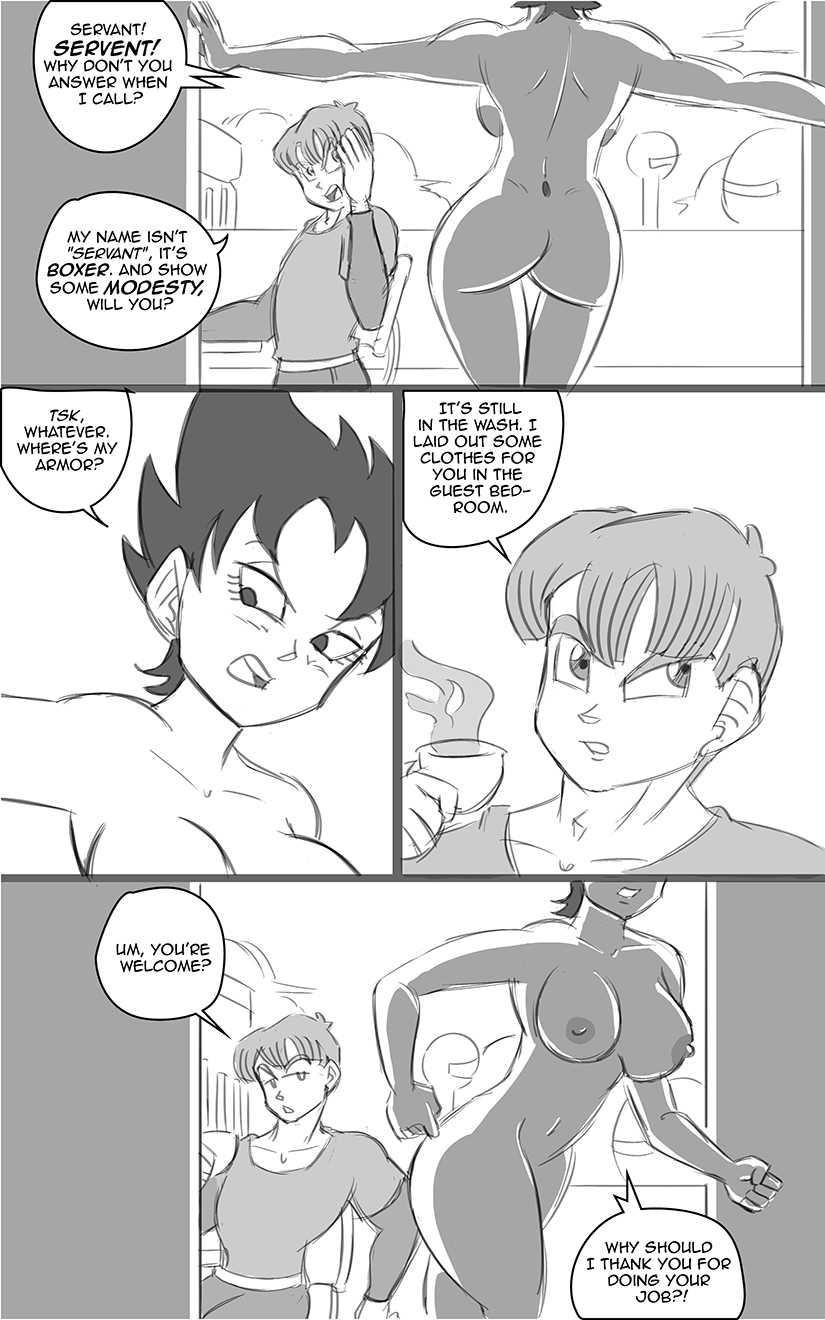 1boy areolae black_hair bulma_briefs dat_ass dragon_ball dragon_ball_z english_text female female_vegeta funsexydragonball human indoor large_breasts medium_hair nipples nude_female rule_63 saiyan vegeta