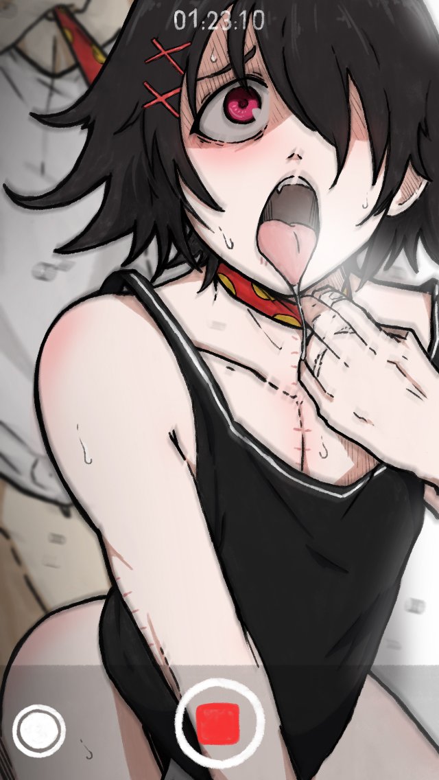 ahe_gao bondage cute emo horny juuzou_suzuya male_only mark_gavatino open_mouth saliva solo_male throat tokyo_ghoul tongue tongue_out trap