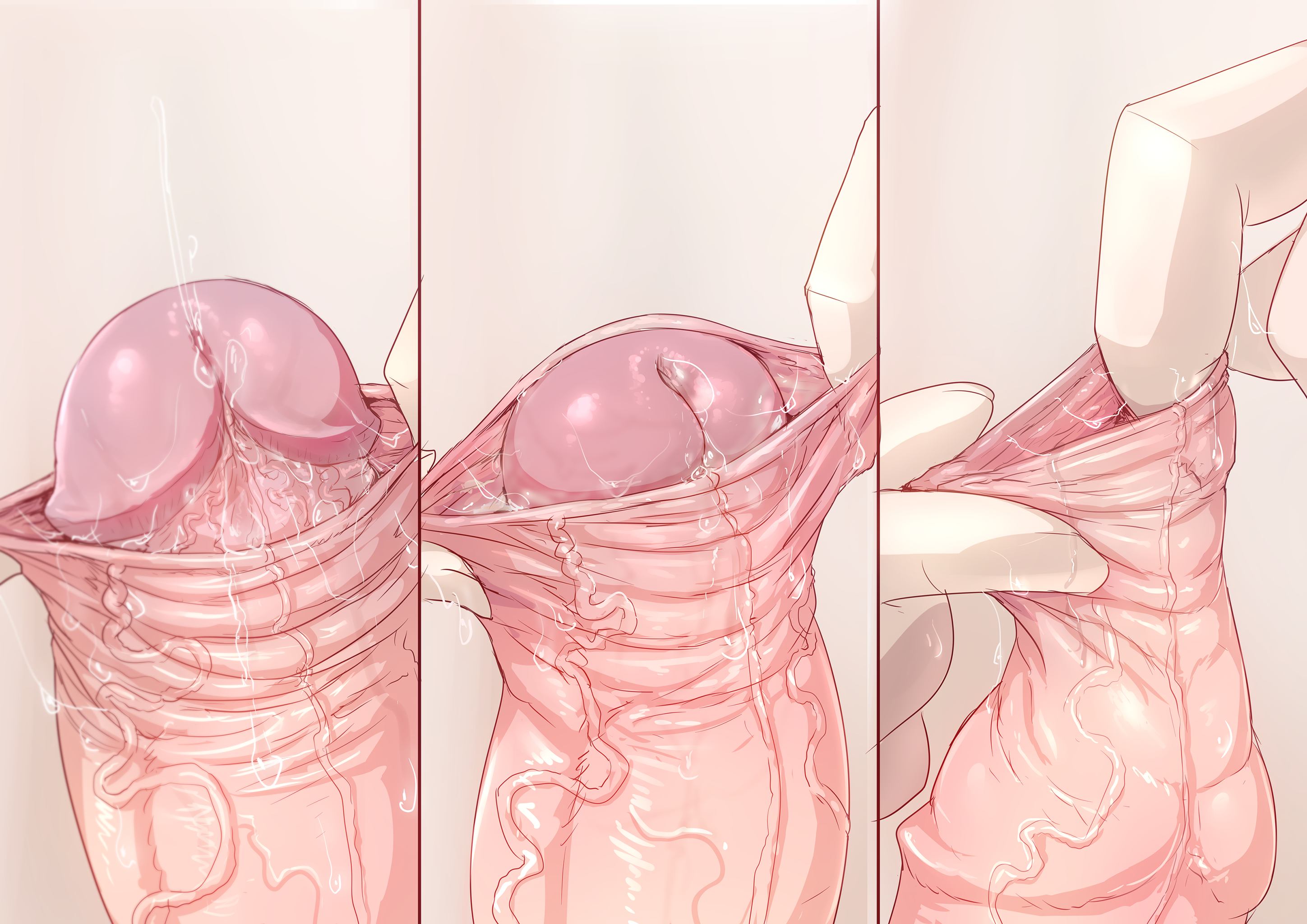 aya (thon2hk), foreskin, foreskin pull, futa only, futanari, intersex, penis, penis close-up, precum, realistic, retracted foreskin, uncircumcised, uncut, urethra, veiny penis
