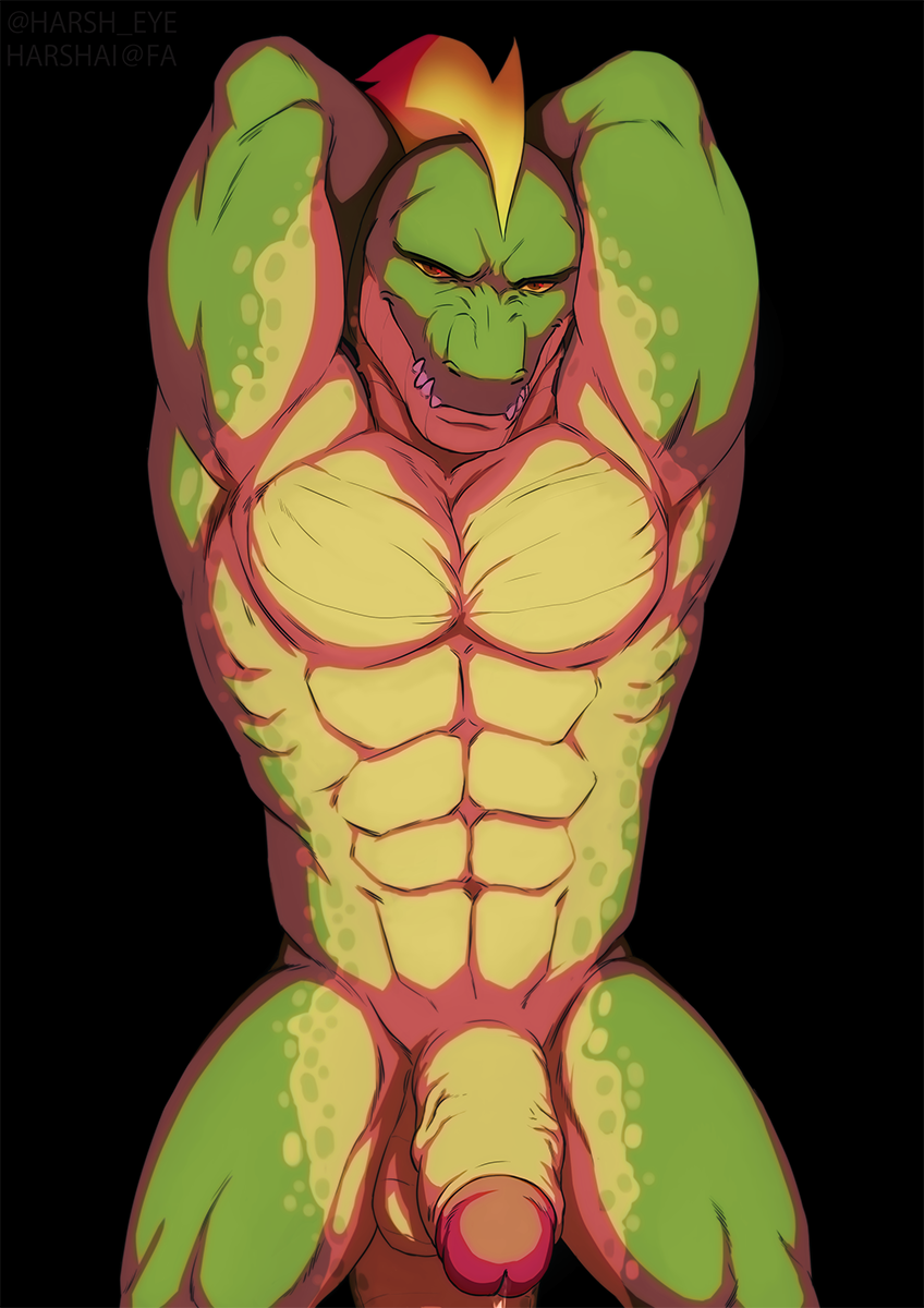 bad_anatomy flaccid harshai lizard looking_at_viewer male male_only muscular penis reptile reshik scalie solo standing