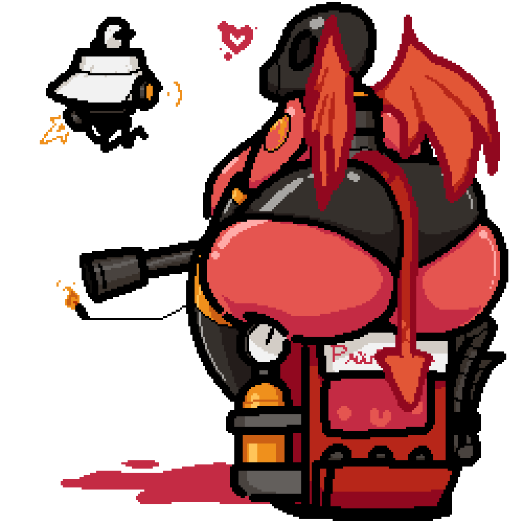 1girls, ass, big ass, female, fempyro, nsfwoaf, pyro, pyro (team fortress 2), solo, team fortress 2, transparent background, valve