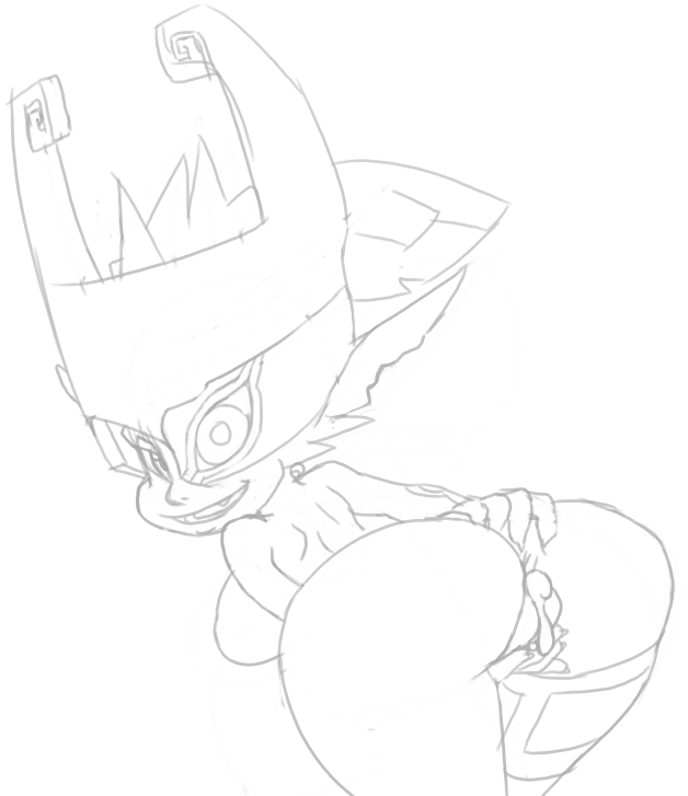 1girls female female_only hotred imp_midna midna monochrome nintendo seikoseeley sketch solo straight_hair the_legend_of_zelda twili twilight_princess