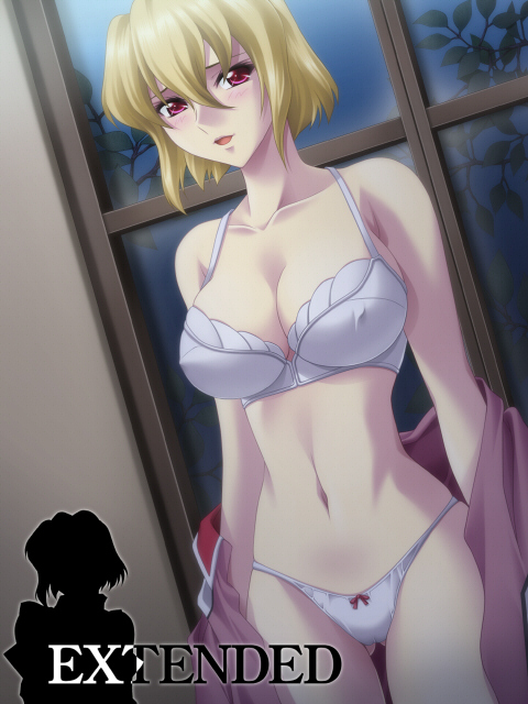 :d bangs blonde_hair blush bow bow_panties bra breasts circle_epion cleavage erect_nipples female_only gundam gundam_seed gundam_seed_destiny hips indoors large_breasts leaf lingerie looking_at_viewer military military_uniform naughty_face navel night night_sky off_shoulder open_clothes open_mouth open_shirt panties pink_eyes red_eyes shirt short_hair silhouette sky smile solo standing stellar_loussier thigh_gap thighs underwear undressing uniform white_bra white_panties wide_hips window