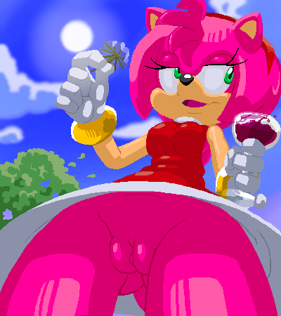 alcohol amy_rose anthro bottomless color female female_only fur furry furry_only green_eyes hedgehog hotred lowres open_mouth outdoors pink_hair seikoseeley short_hair sky_background solo sonic_(series) uncensored wine wine_glass