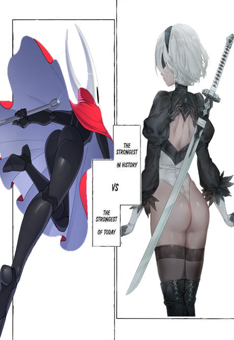 2girls, artist request, ass, ass focus, big ass, black hairband, blindfold, female, female only, hairband, hollow knight, hollow knight: silksong, hornet (hollow knight), jujutsu kaisen reference, large ass, mask, meme, multiple females, multiple girls, nier, nier (series), nier: automata, short hair, silksong, twitter, white hair, yorha 2b