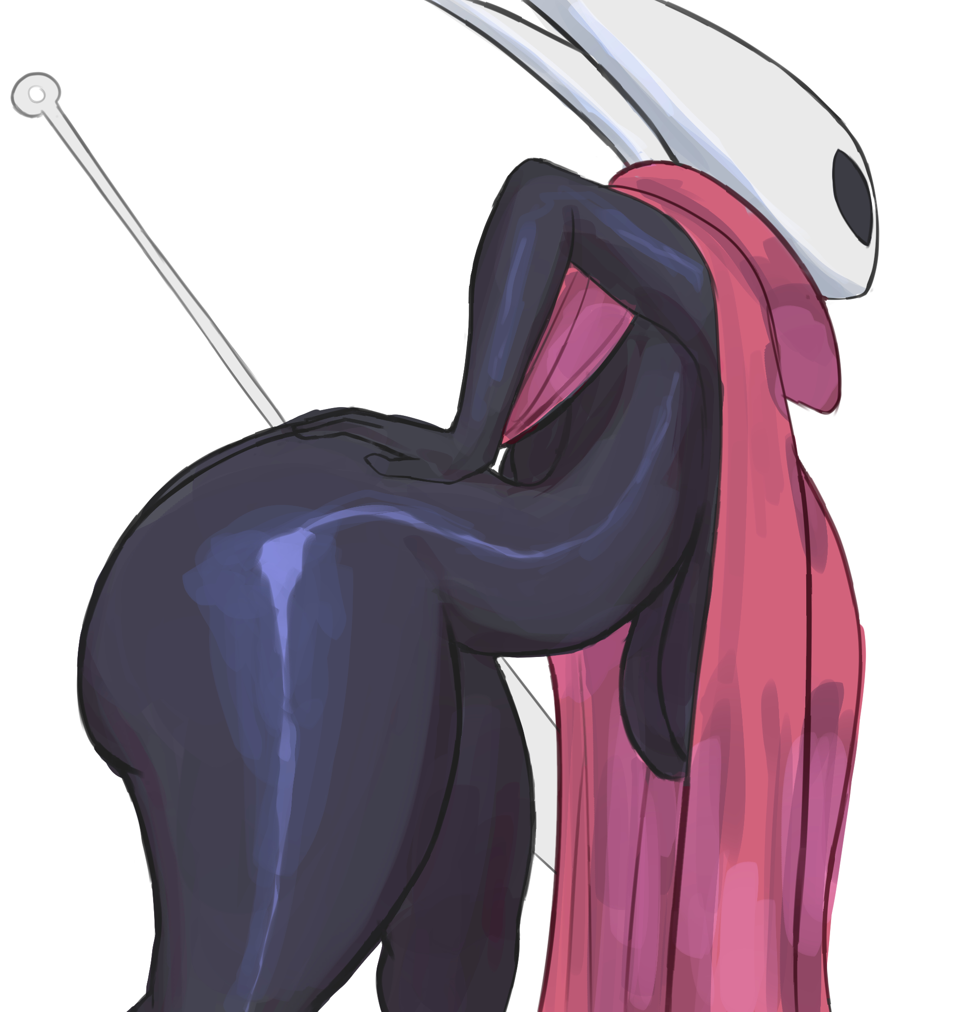 1girls, 2 horns, alternate body type, alternate breast size, arthropod, artist name, big ass, big breasts, big butt, black body, black skin, breasts, bubble ass, bubble butt, bug, bug girl, female, female only, hollow knight, hollow knight: silksong, hornet (hollow knight), large ass, large breasts, large butt, runbash, silksong, team cherry