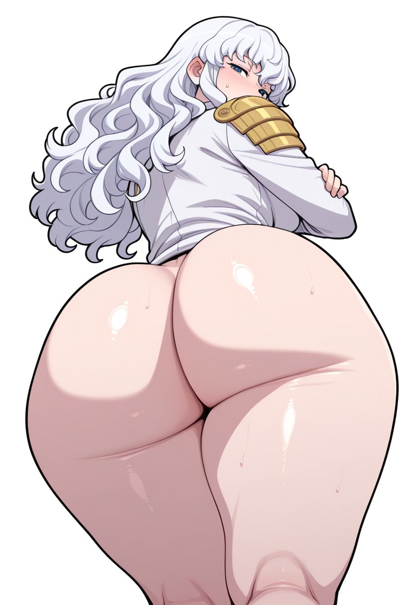 1boy, 2025, ai generated, ass, ass focus, berserk, bigtub7775, curly hair, griffith, long hair, male, male only, solo, solo male, tagme, white hair