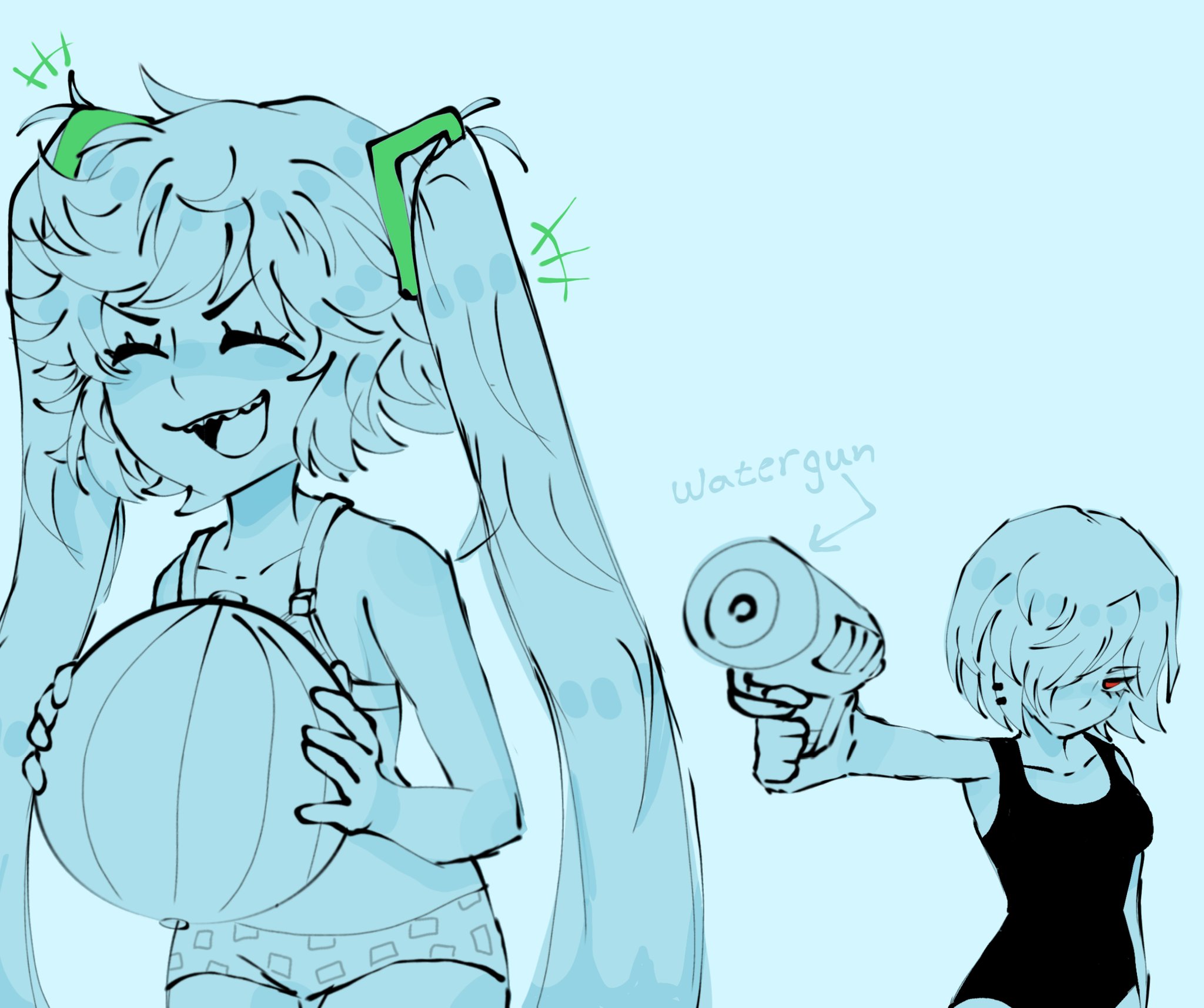 beach, ic-0n, internecion cube, kirie bonin, moistyghosty, water gun, x eyes