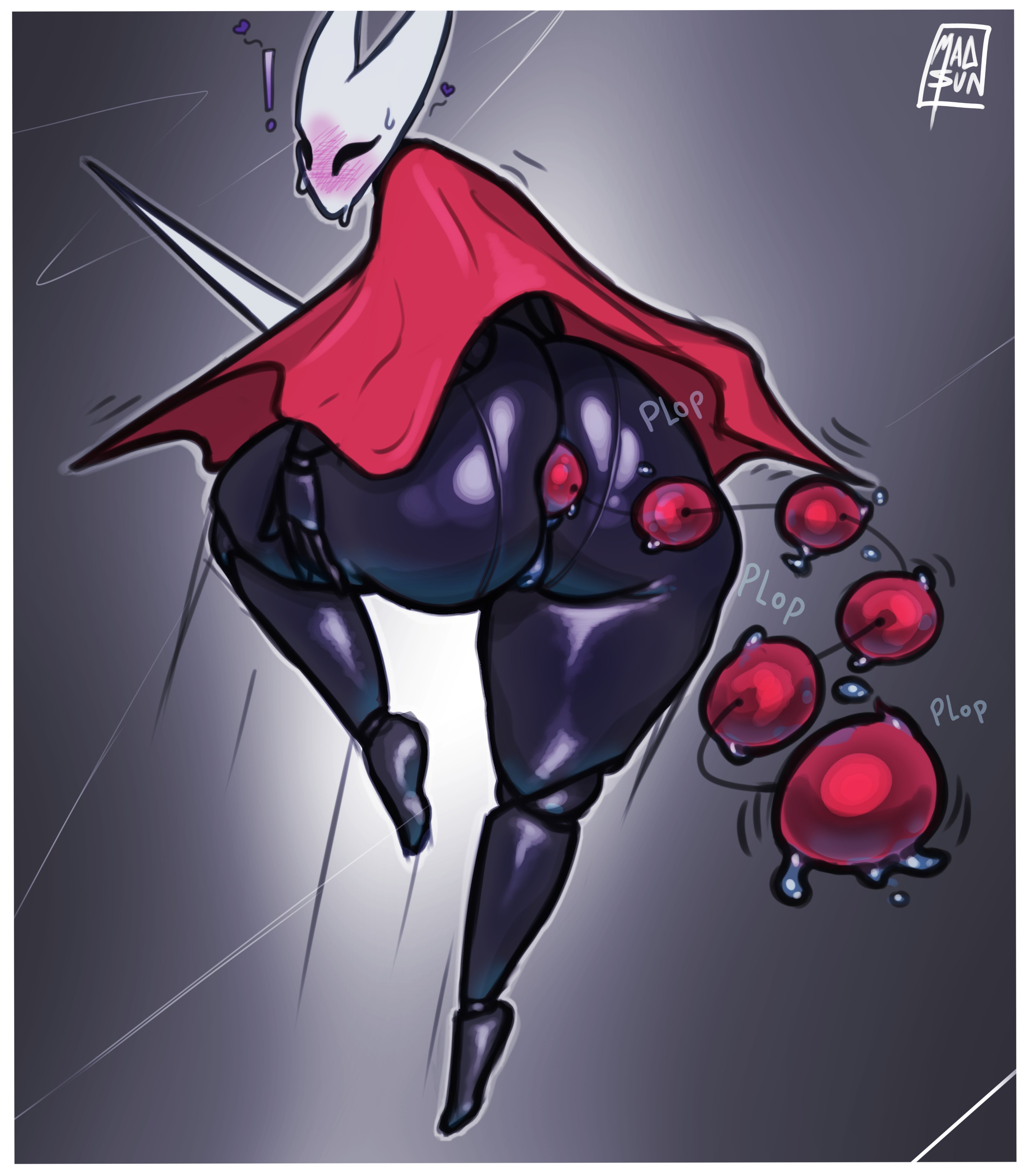 1girls, 2 horns, alternate body type, alternate breast size, anal beads, arthropod, artist name, beads, beads (sex toy), big ass, big breasts, big butt, black body, black skin, breasts, bubble ass, bubble butt, bug, bug girl, cavity storage, female, female only, hollow knight, hollow knight: silksong, hornet (hollow knight), large ass, large breasts, large butt, madsunart, sextoy, silksong, team cherry