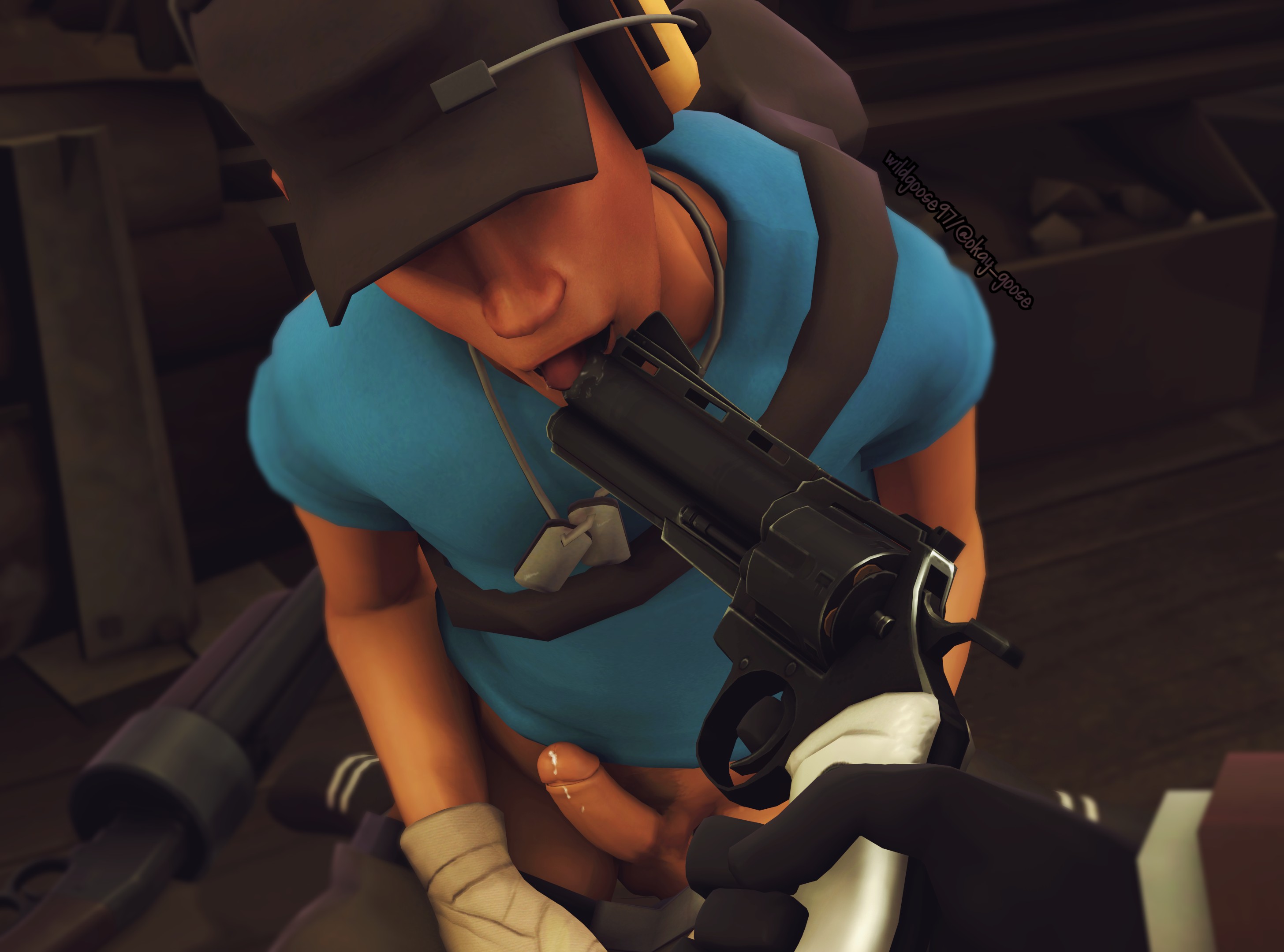 3d, clothing, father and son, firearm, gay, gun, gun in mouth, handgun, hard cock, hard penis, human, incest, male, male/male, pale skin, penis, precum, questionable consent, revolver, scout (team fortress 2), sfm, source filmmaker, spy (team fortress 2), team fortress 2, tf2, weapon, wildgoose97, yaoi