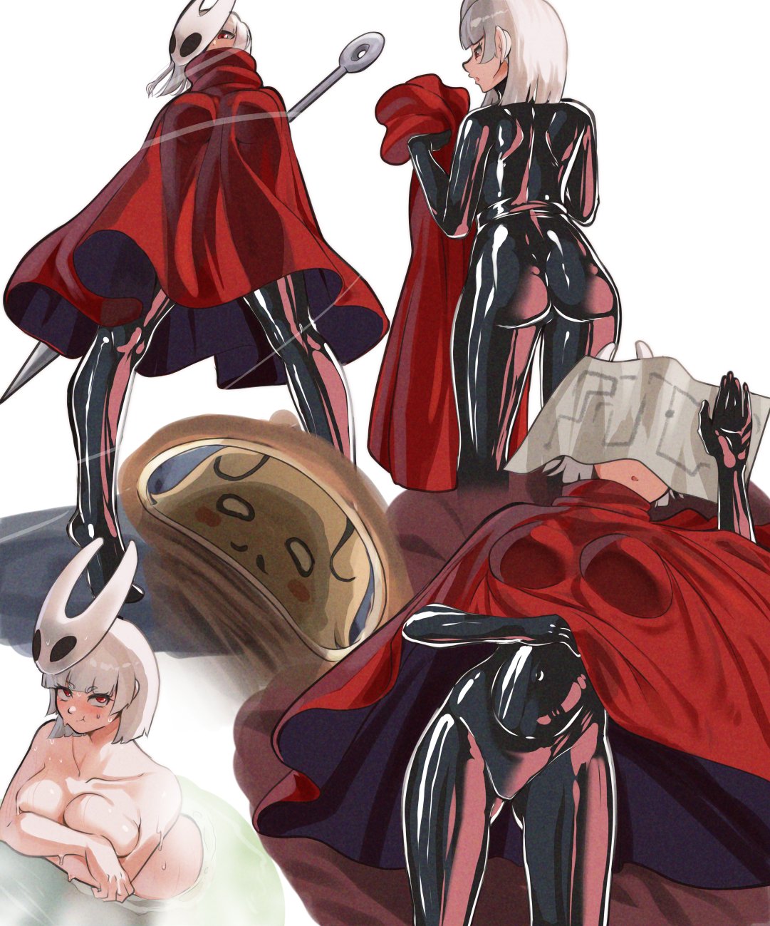 1girls, 2 horns, alternate body type, alternate breast size, arthropod, artist name, big ass, big breasts, big butt, black body, black bodysuit, black latex, black skin, bodysuit, breasts, bubble ass, bubble butt, bug, bug girl, female, female only, hollow knight, hollow knight: silksong, hornet (hollow knight), large ass, large breasts, large butt, latex, latex clothing, latex suit, nico-mo, shiny clothes, silksong, team cherry, tight clothing