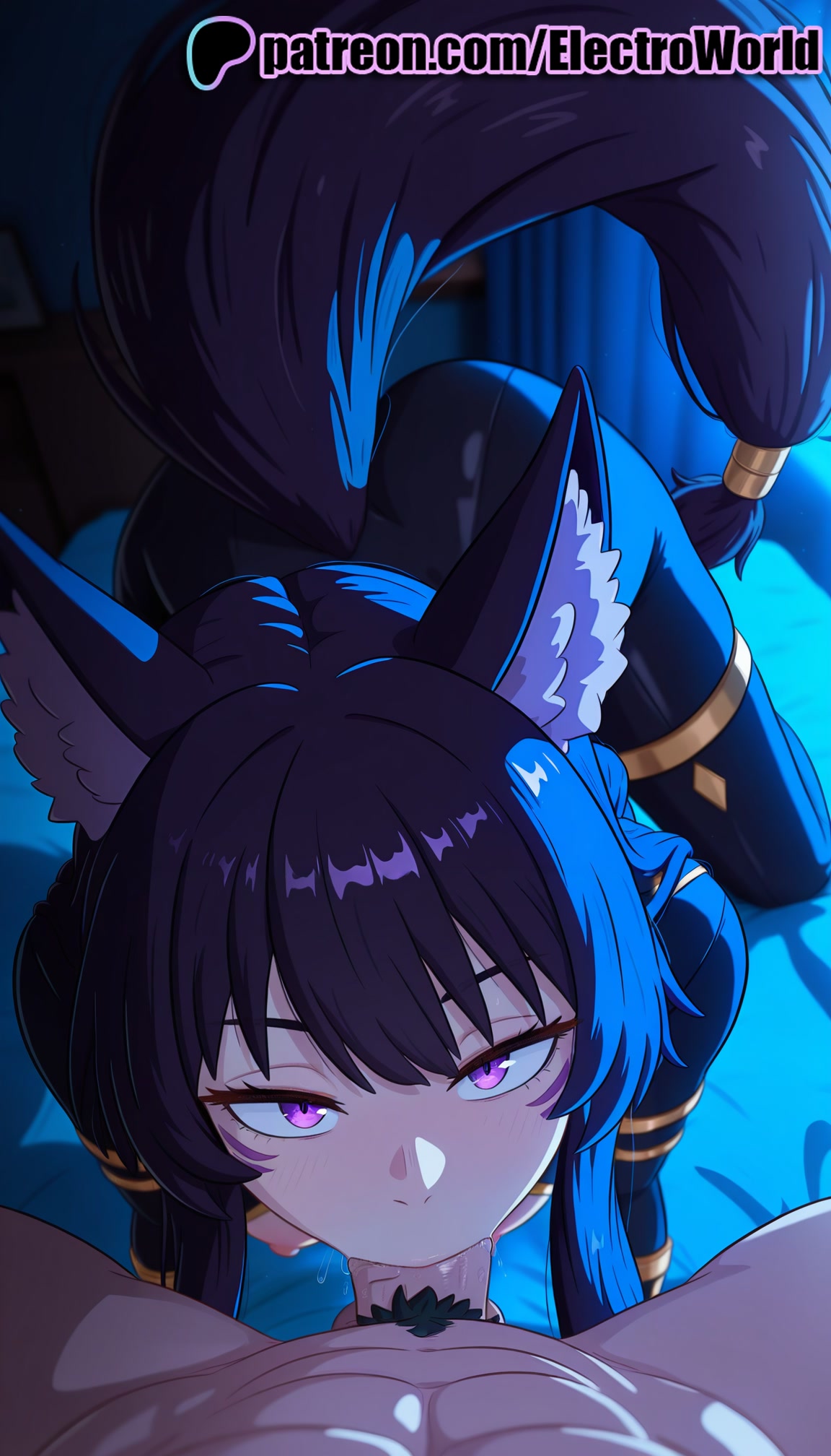 :>=, 1boy, 1girls, 2025, ai generated, animal ears, artist name, blowjob, blowjob face, cock, cum, cum in mouth, deepthroat, delta (the eminence in shadow), dick, electroworld, fellatio, female, hi res, high quality, high resolution, highres, licking, long hair, looking at viewer, male, oral, oral sex, patreon, patreon username, penis, pov, purple eyes, stable diffusion, straight, sucking, the eminence in shadow, watermark