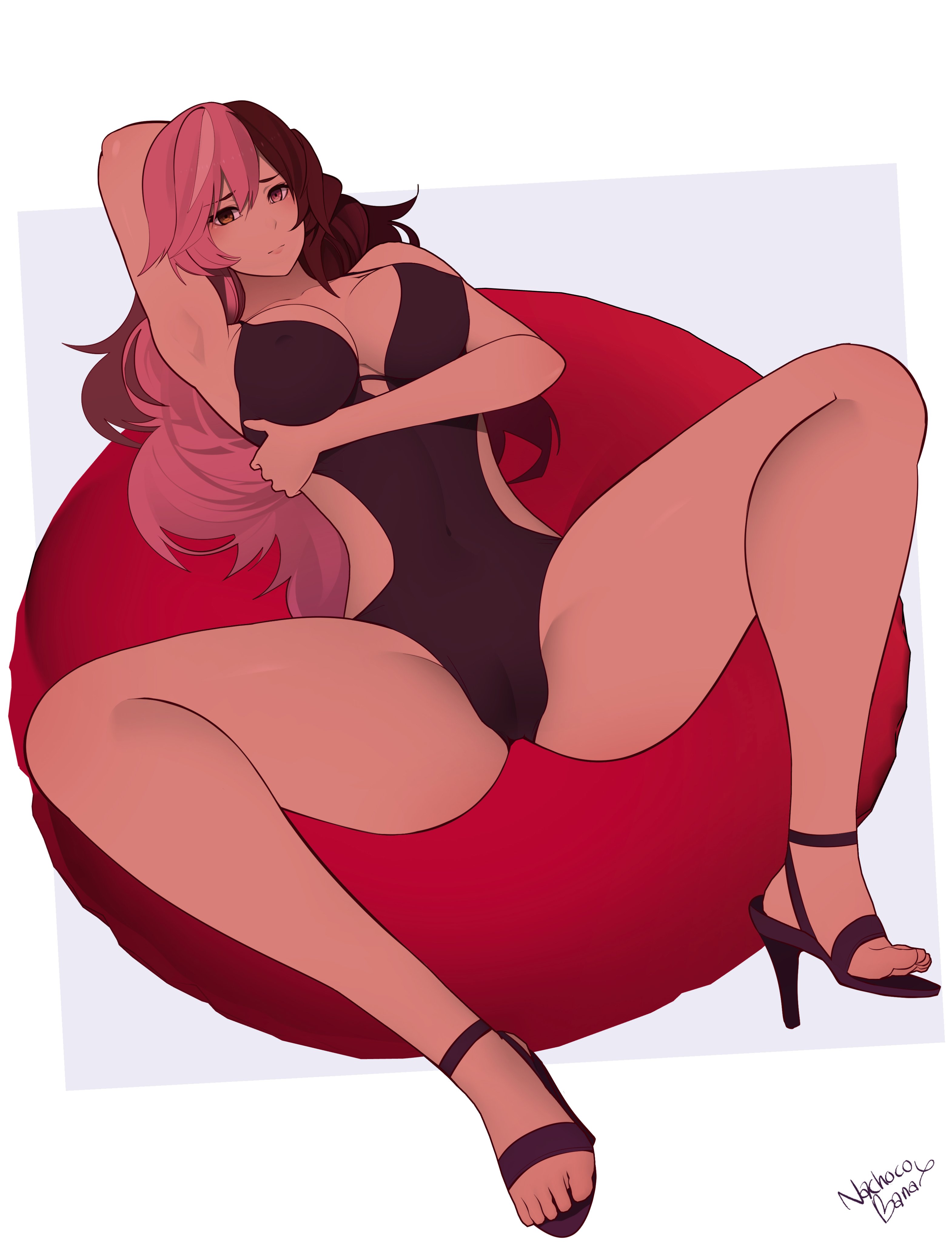 1girls, big breasts, breasts, cameltoe, cleavage, female, female only, large breasts, looking at viewer, nachocobana, neo (rwby), pussy, rwby, solo, spread legs