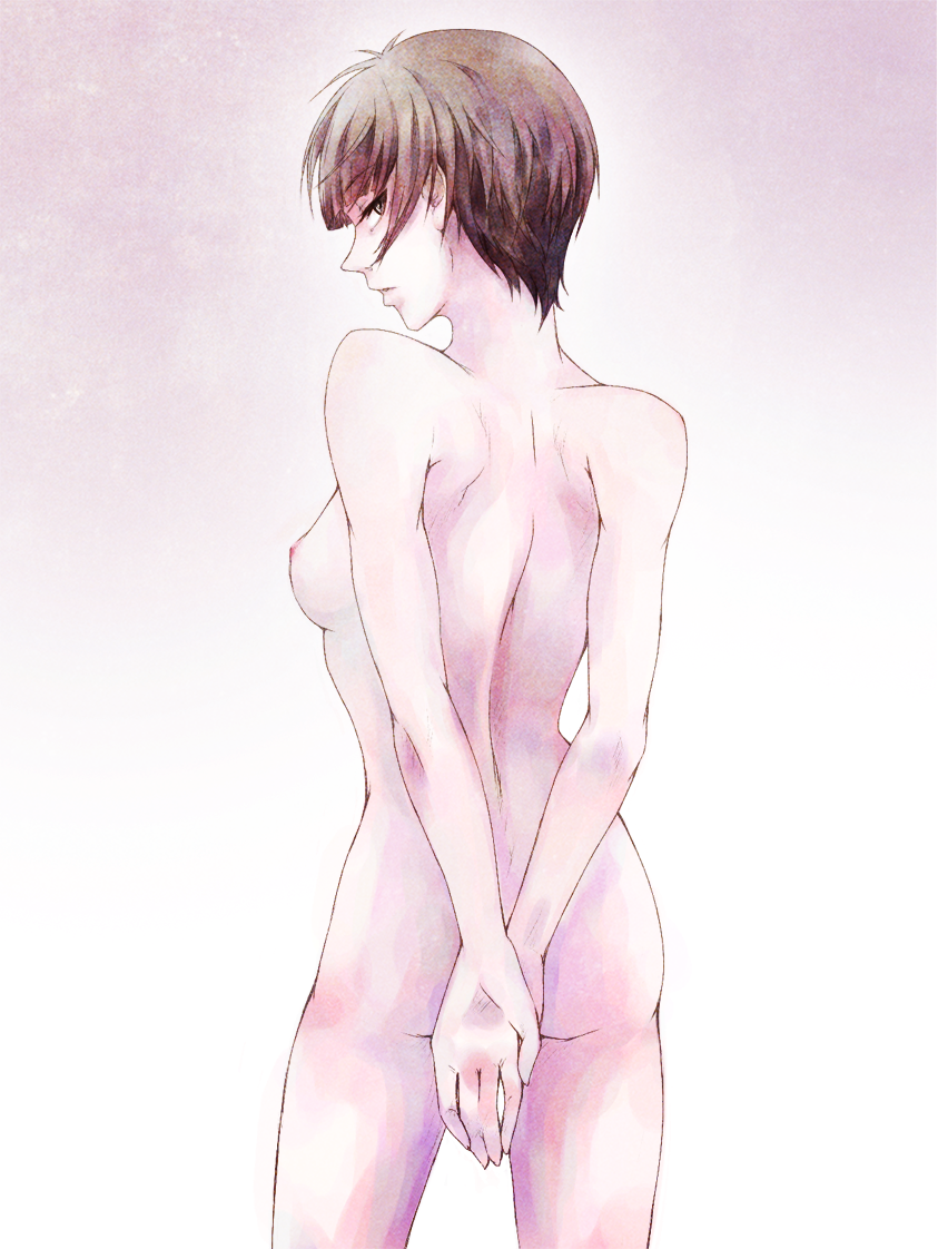 artist_request looking_at_viewer looking_back nude psycho-pass tsunemori_akane very_short_hair