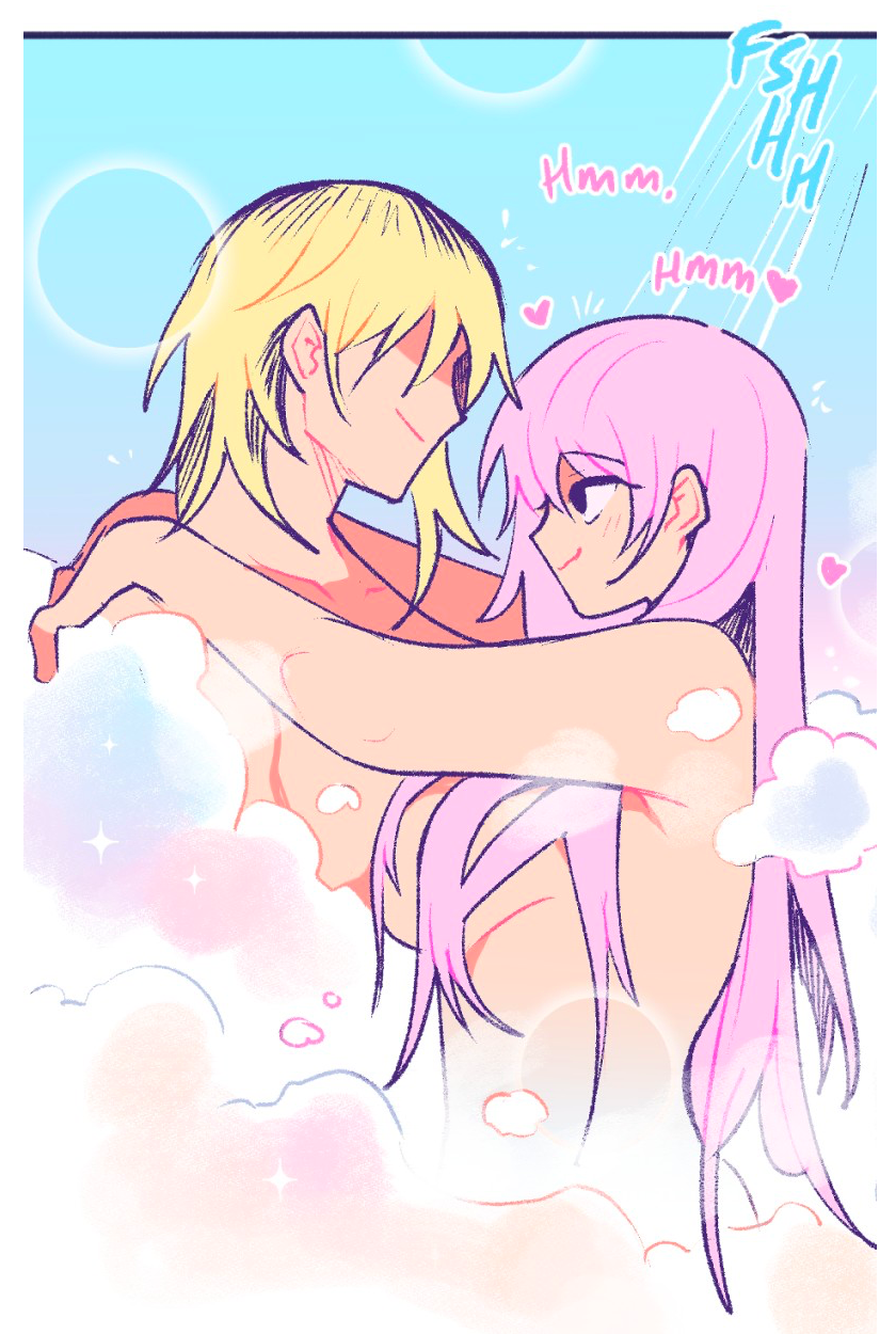 boyfriends_(webtoon) drawn jock_girlfriend_(boyfriends) passionate pink_hair prep_girlfriend_(boyfriends) refrainbow shower showering steamy webcomic_character yuri